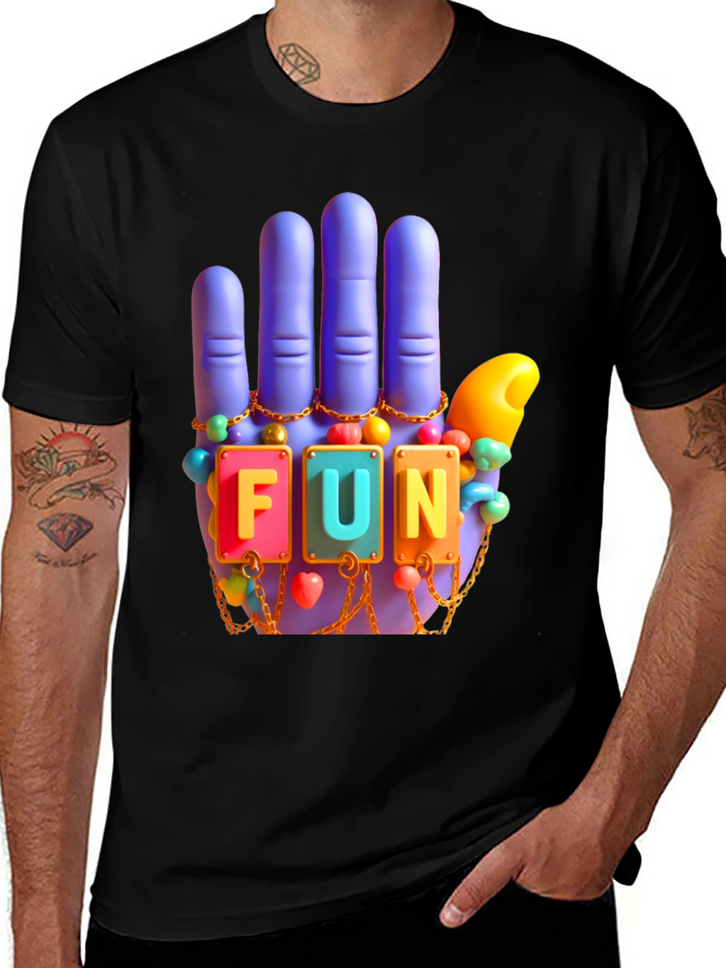 Funky Hand T-Shirt - Black Tee
