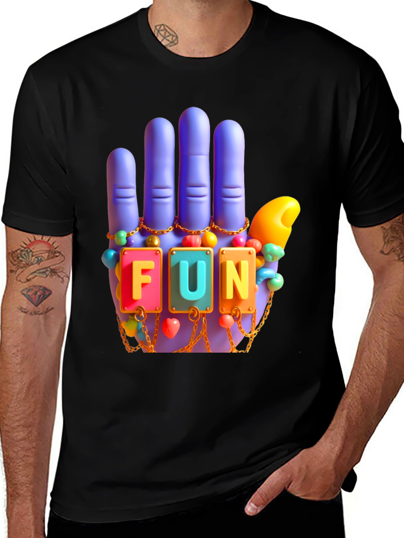 Funky Hand T-Shirt - Black Tee