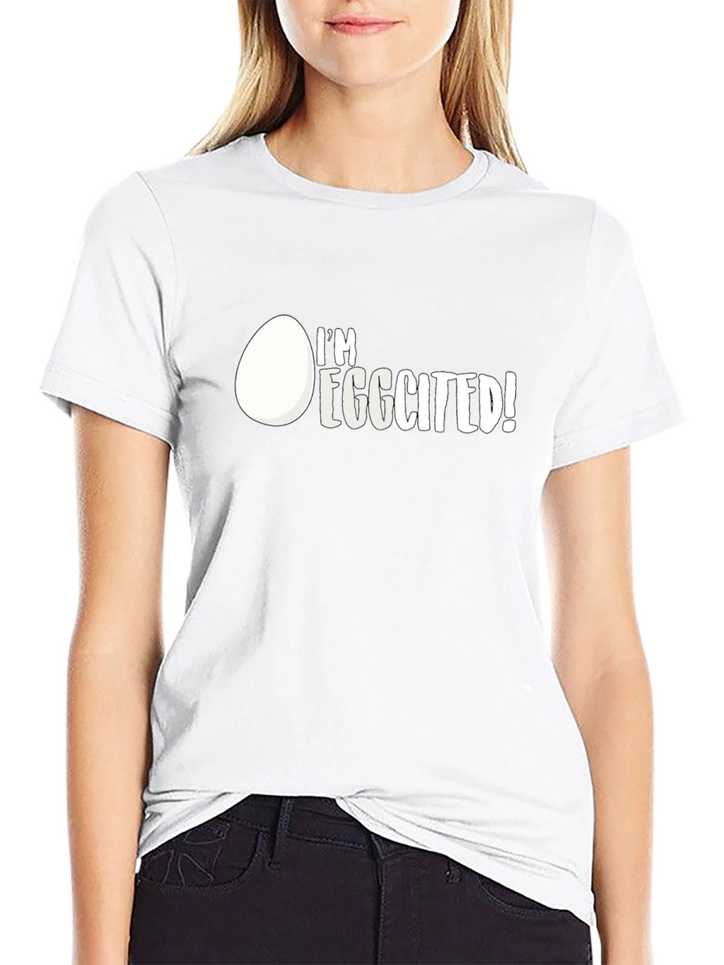 Im Eggcited! Graphic Print Black T-Shirt