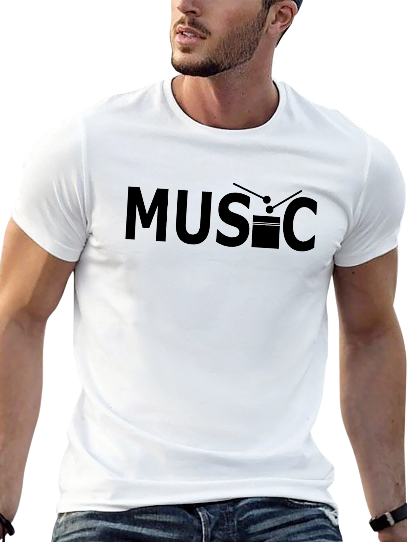 Music Drum Graphic T-Shirt - Unisex Black Tee