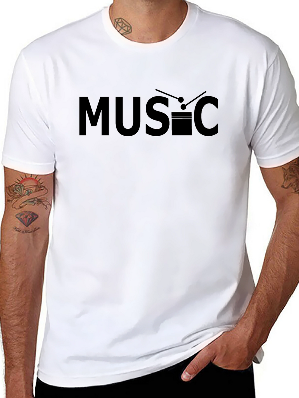 Music Drum Graphic T-Shirt - Unisex Black Tee