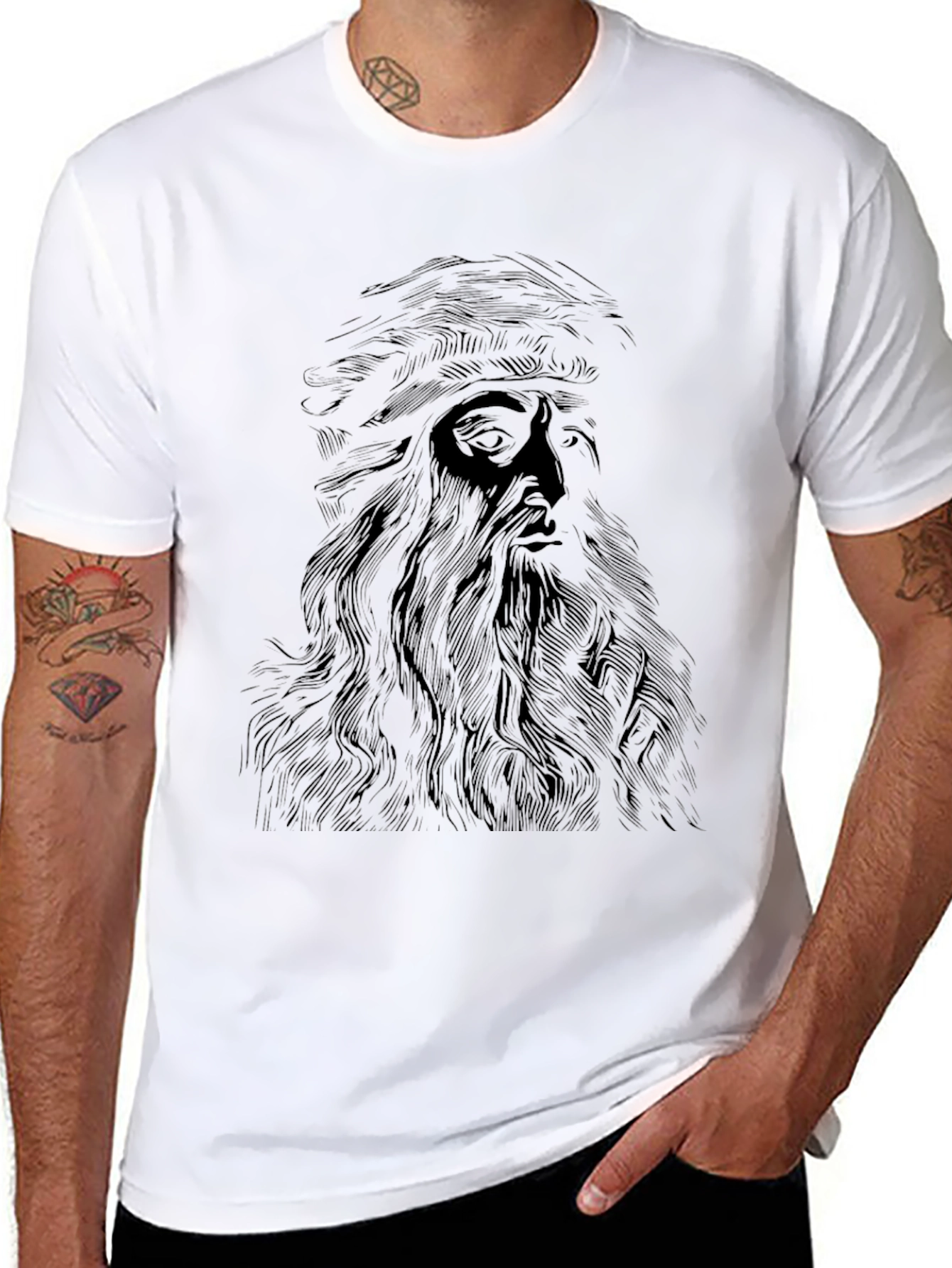 Da Vinci Sketch Black T-Shirt