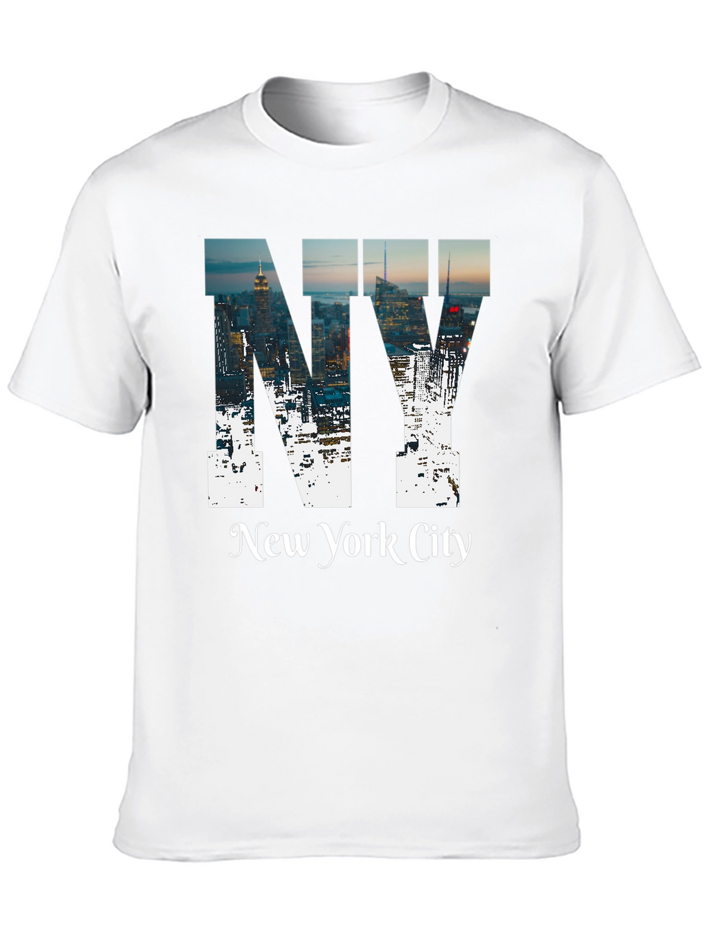 NY Cityscape Graphic Tee - Black Cotton T-Shirt