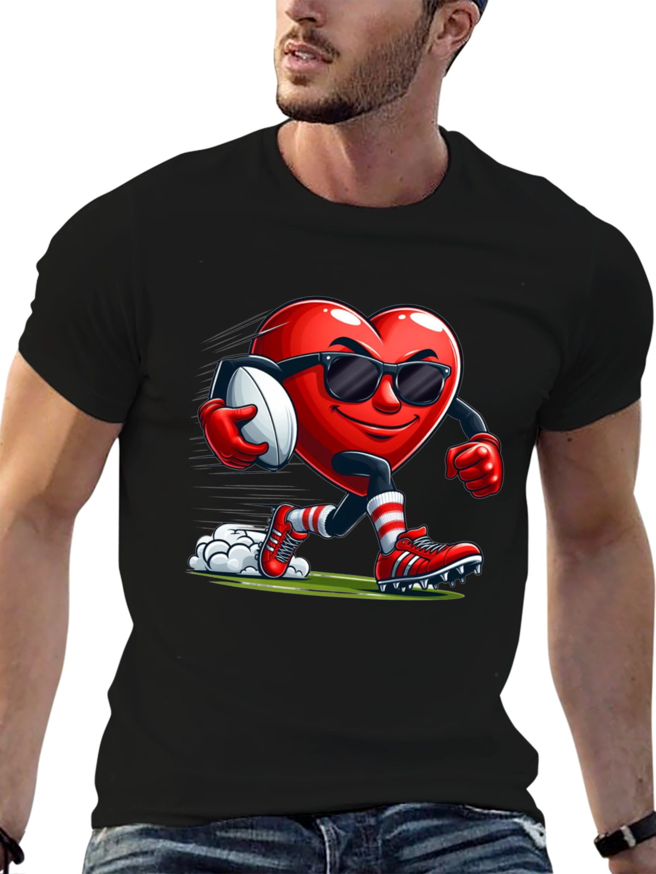Heart Rugby Player Graphic T-Shirt
