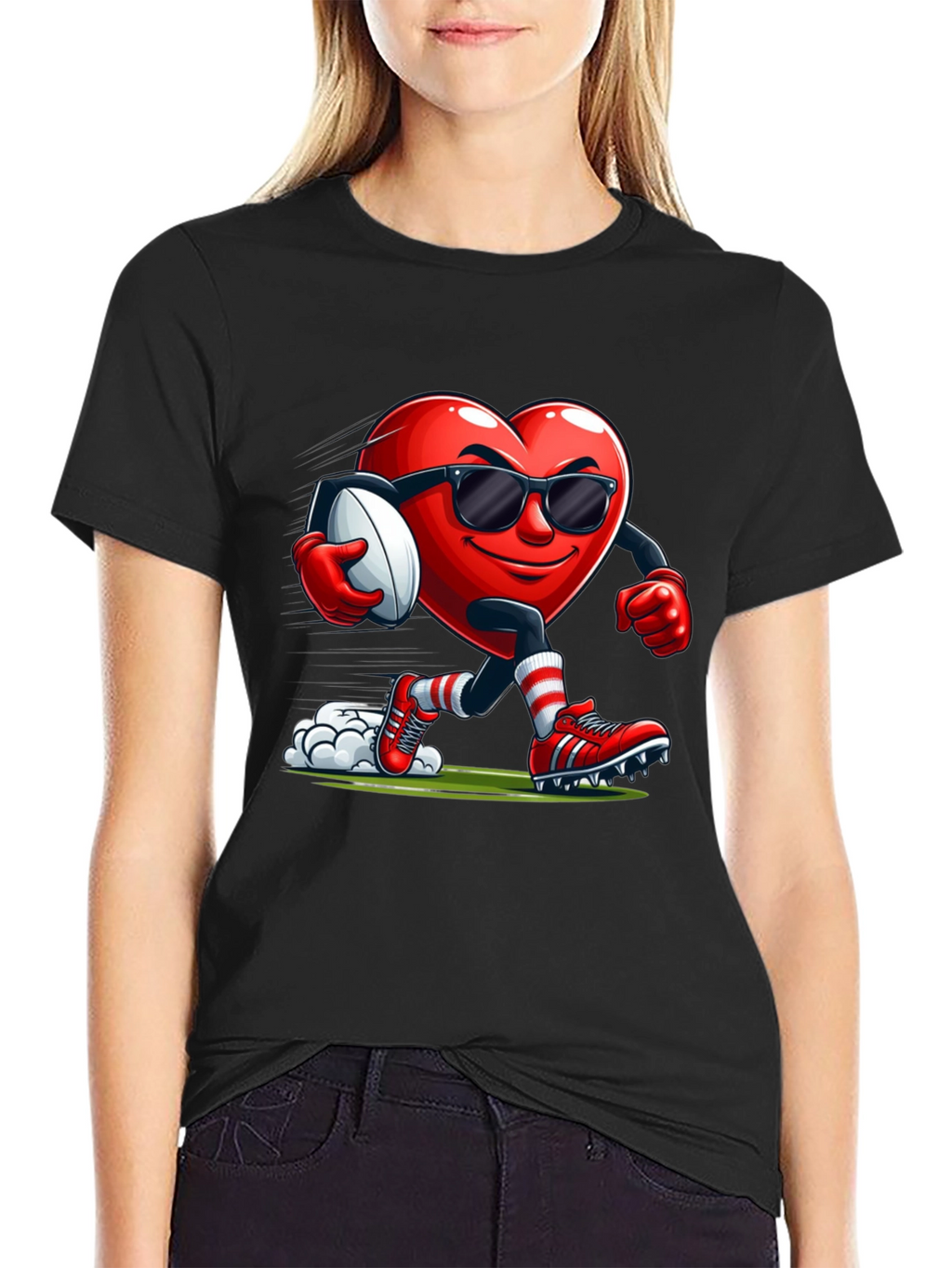 Heart Rugby Player Graphic T-Shirt