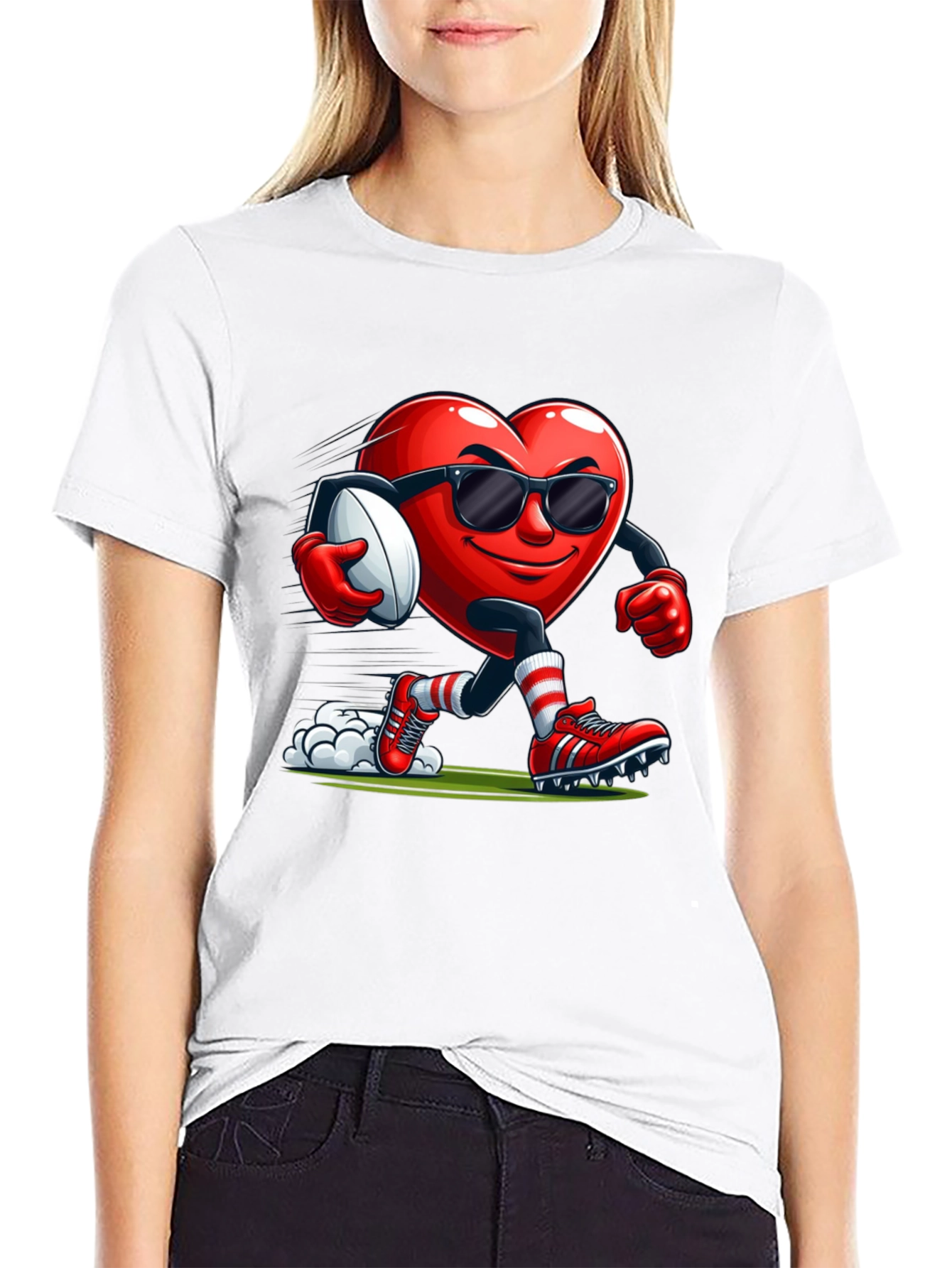 Heart Rugby Player Graphic T-Shirt