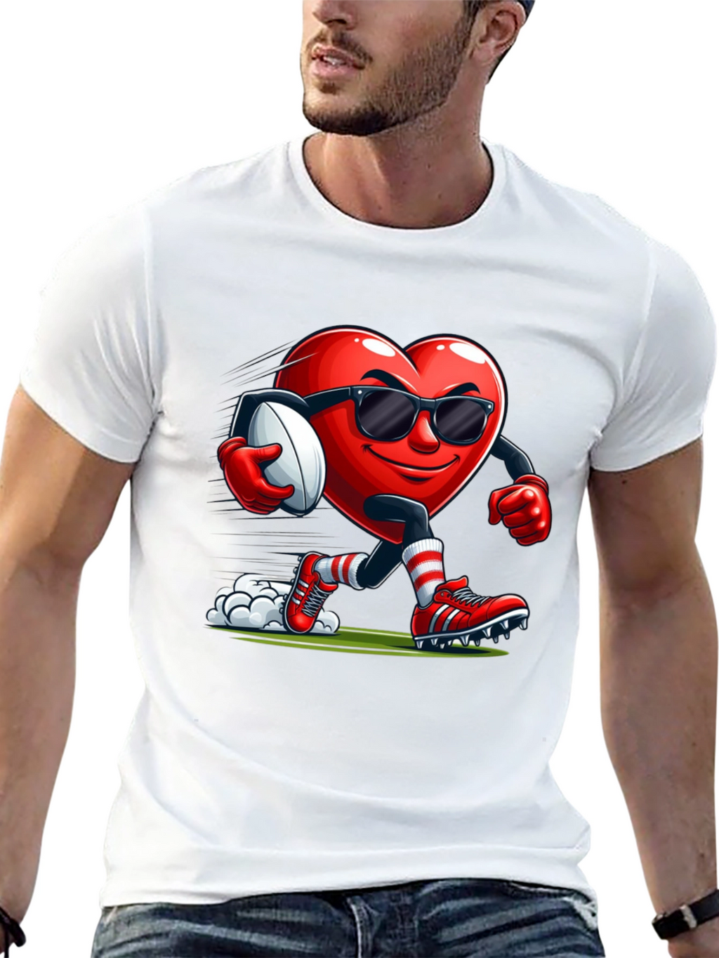 Heart Rugby Player Graphic T-Shirt