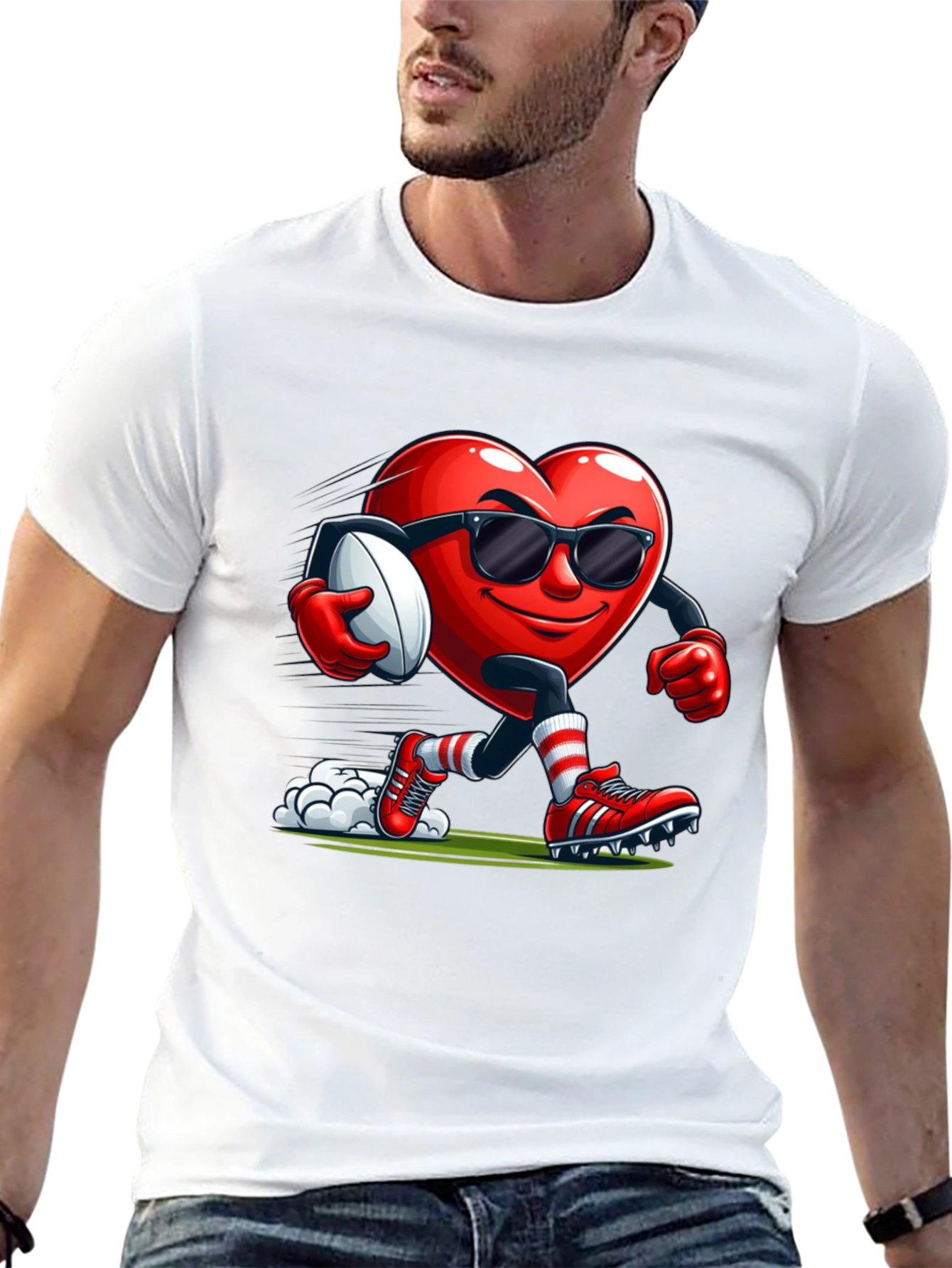Heart Rugby Player Graphic T-Shirt