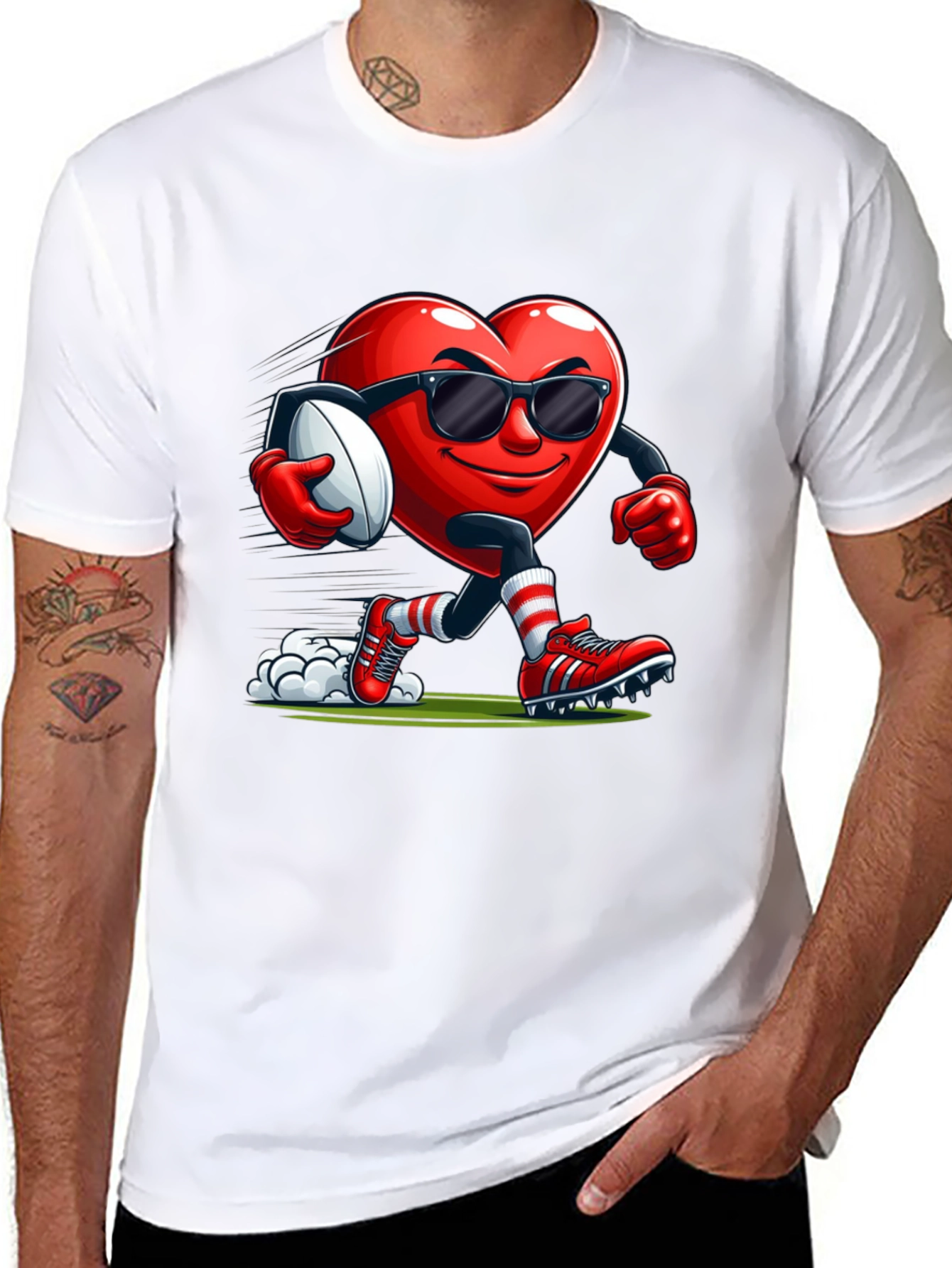Heart Rugby Player Graphic T-Shirt