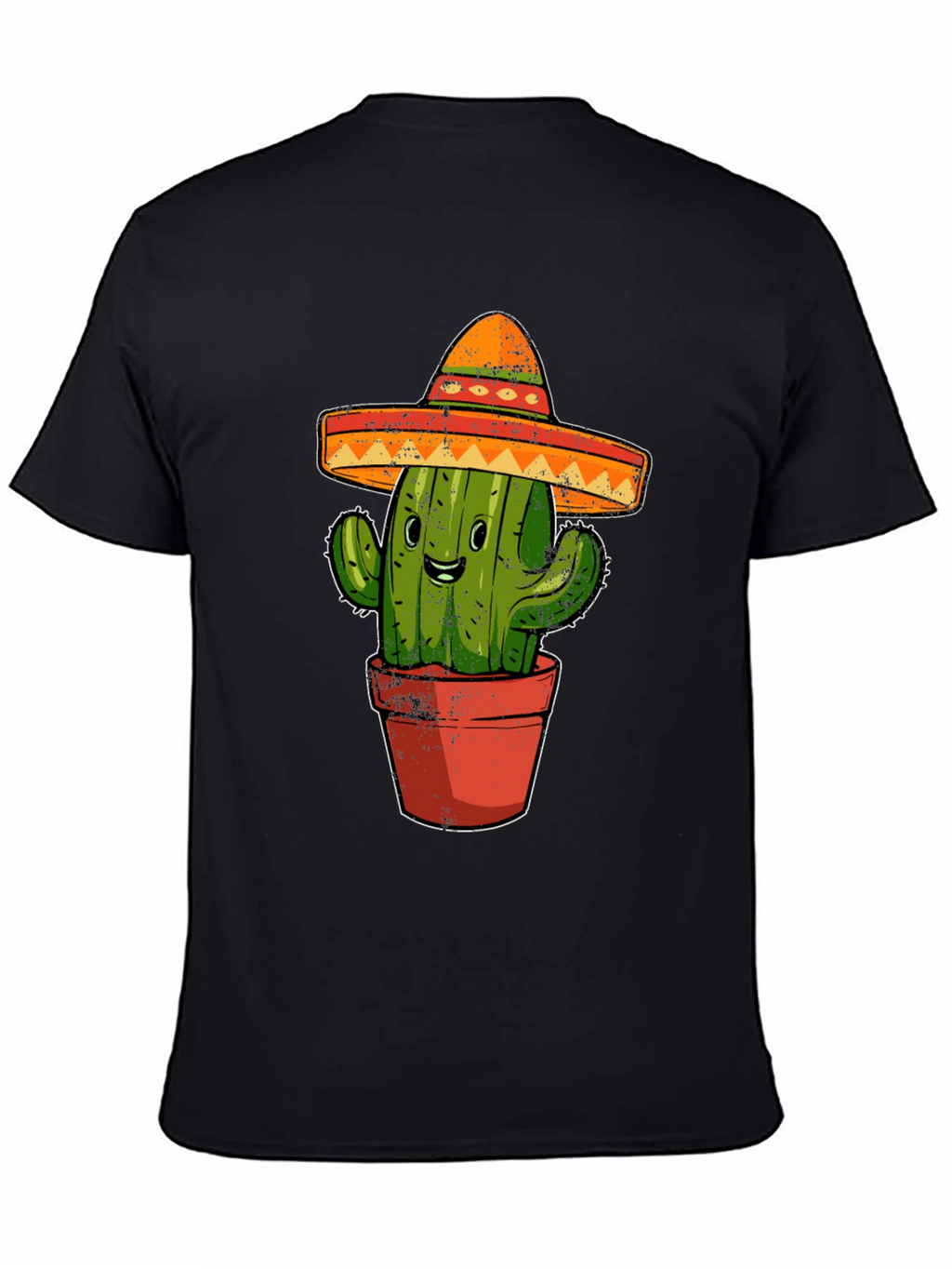 Cactus Sombrero Graphic Tee - Black Cotton T-Shirt