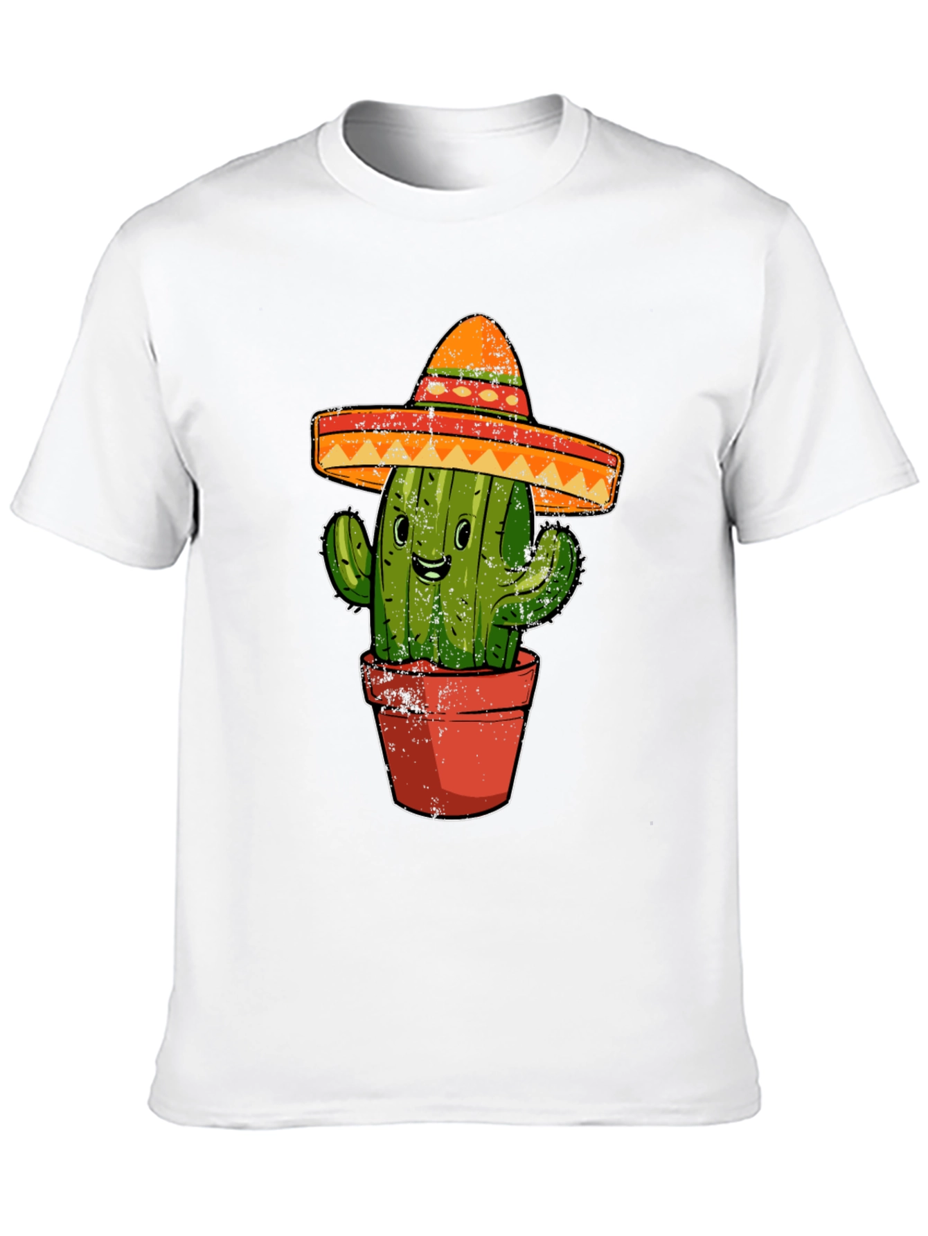 Cactus Sombrero Graphic Tee - Black Cotton T-Shirt