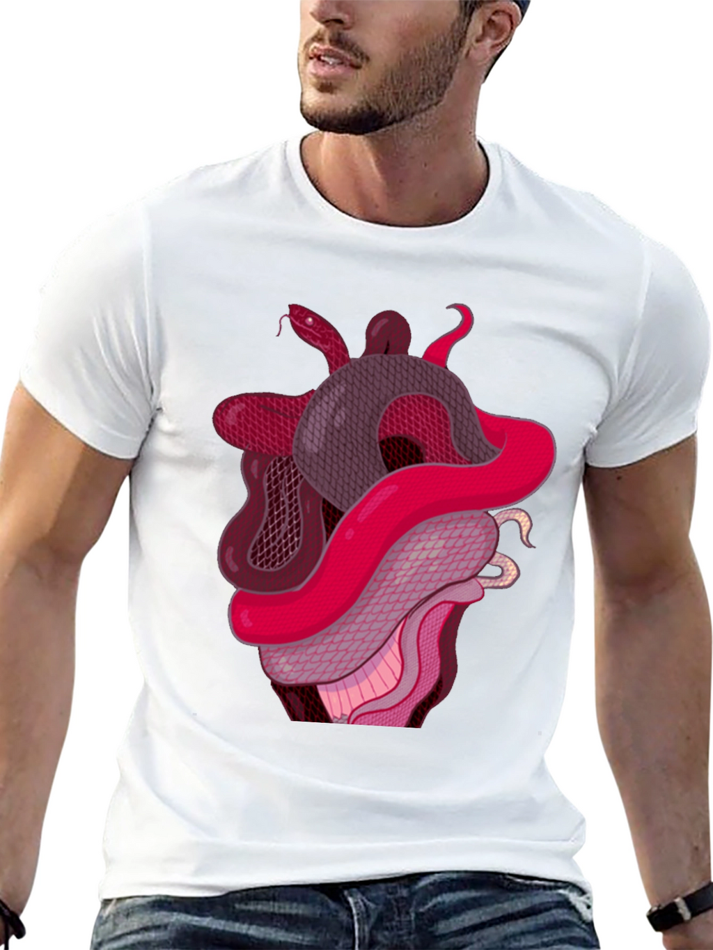 Snake Heart Graphic Tee - Stylish Black T-Shirt