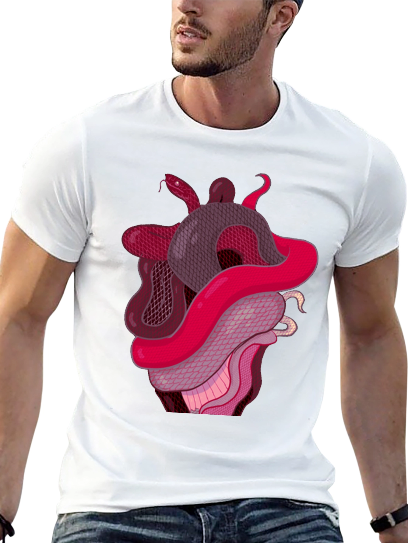 Snake Heart Graphic Tee - Stylish Black T-Shirt
