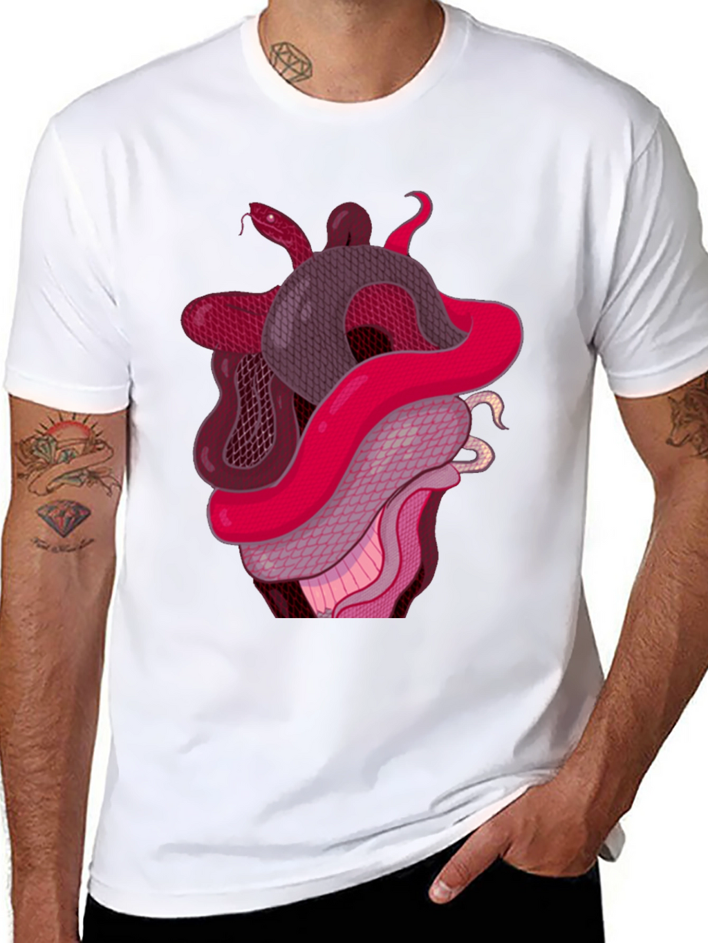 Snake Heart Graphic Tee - Stylish Black T-Shirt