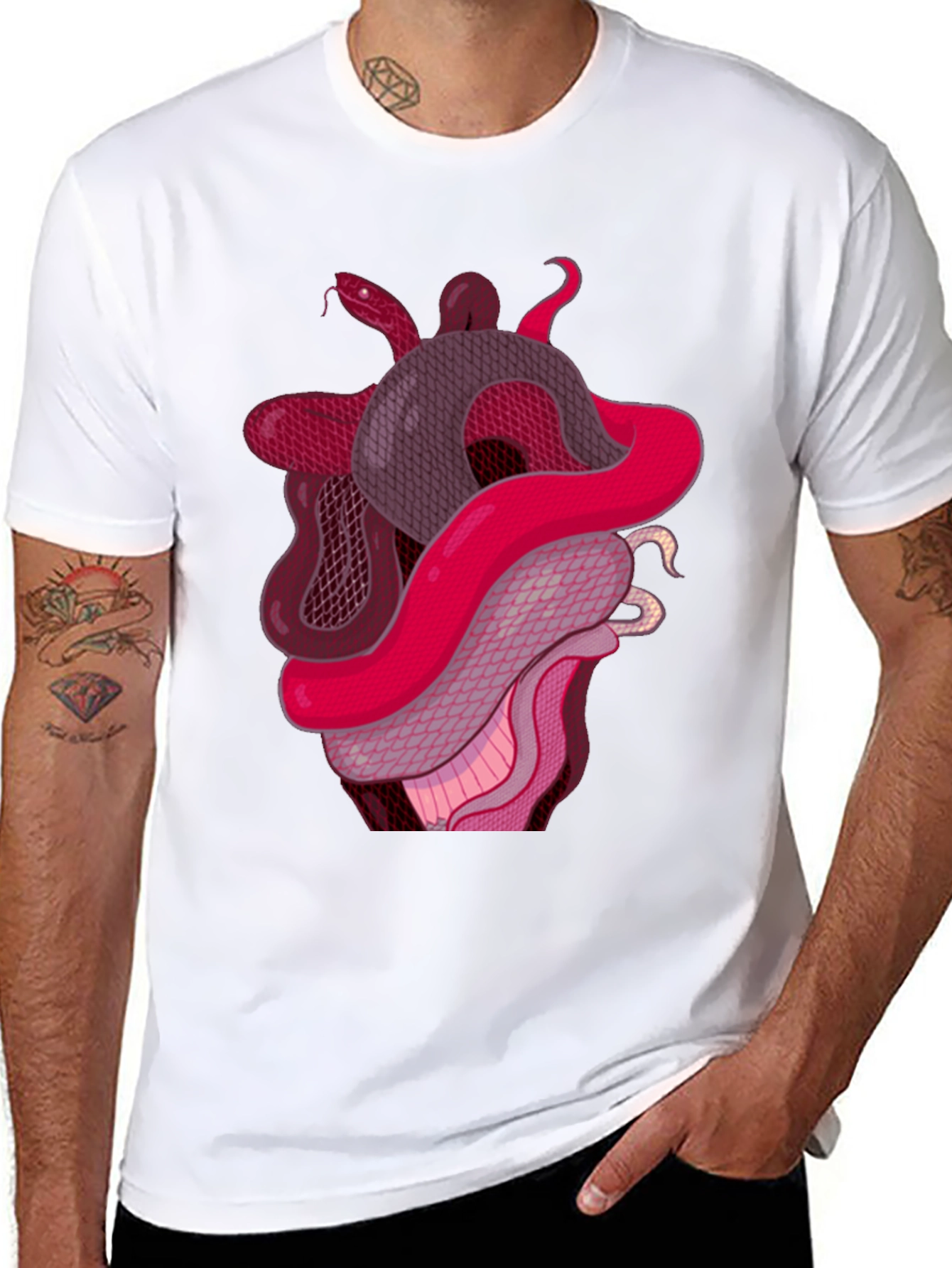 Snake Heart Graphic Tee - Stylish Black T-Shirt