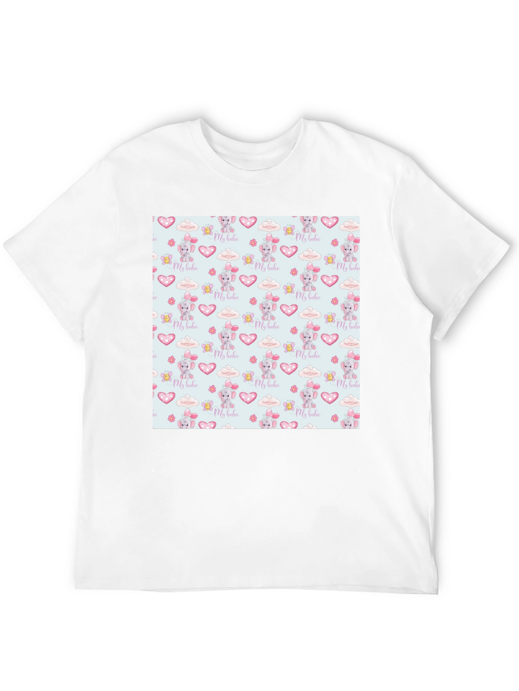 Cute My Babe Patterned Black T-Shirt