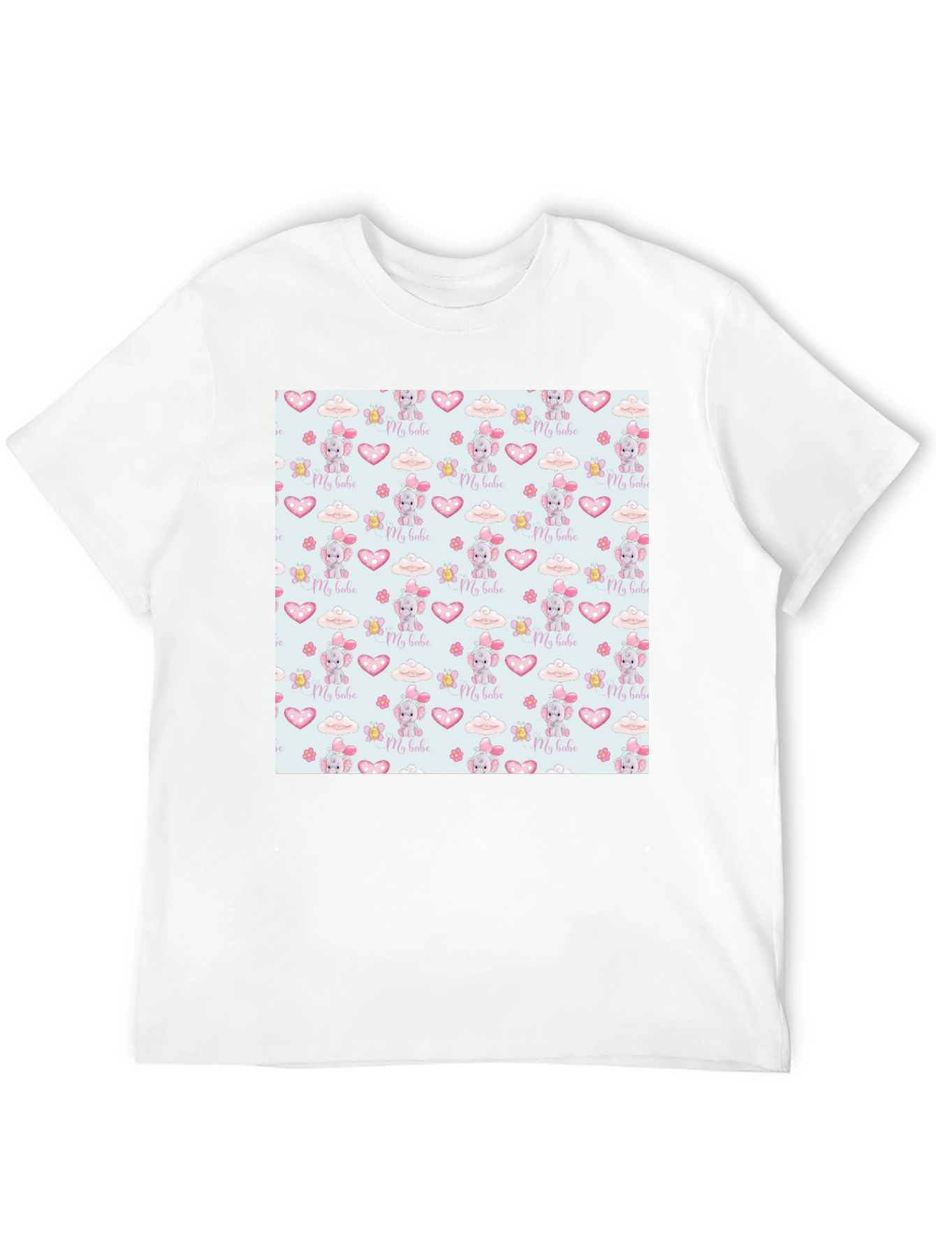 Cute My Babe Patterned Black T-Shirt