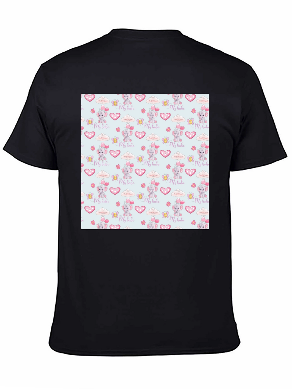 Cute My Babe Patterned Black T-Shirt