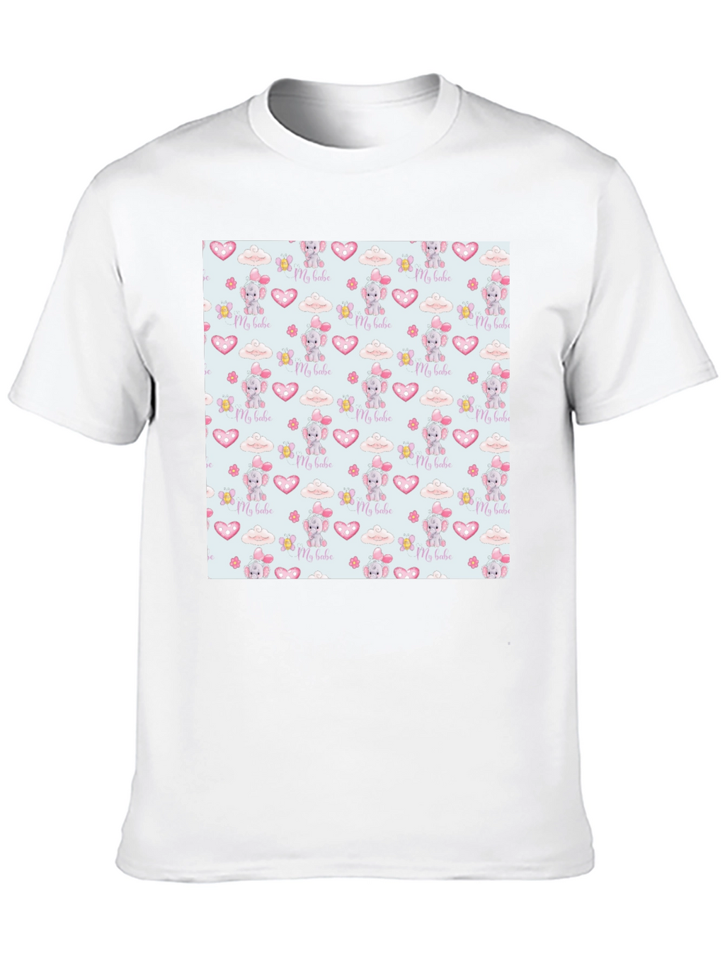 Cute My Babe Patterned Black T-Shirt