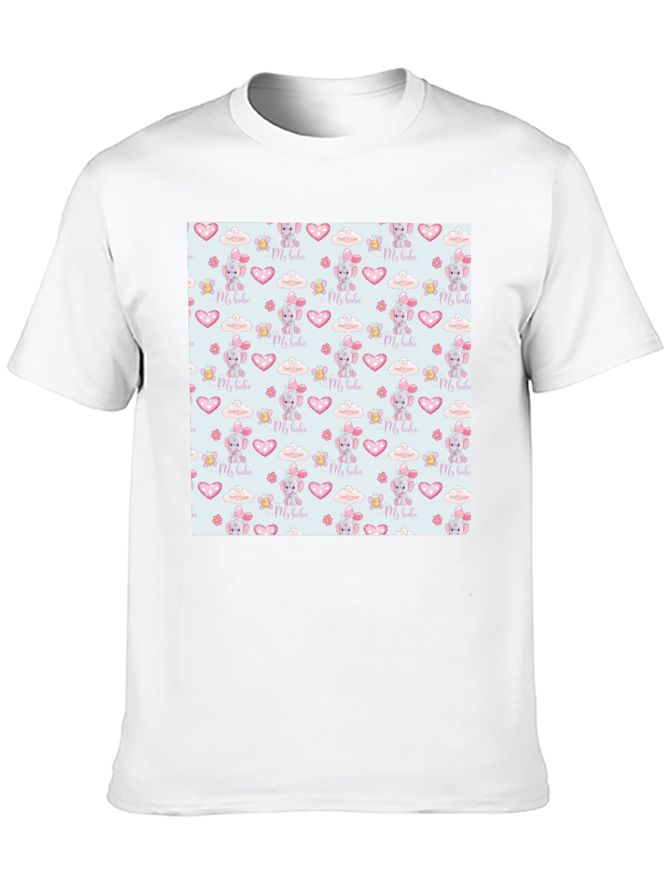 Cute My Babe Patterned Black T-Shirt