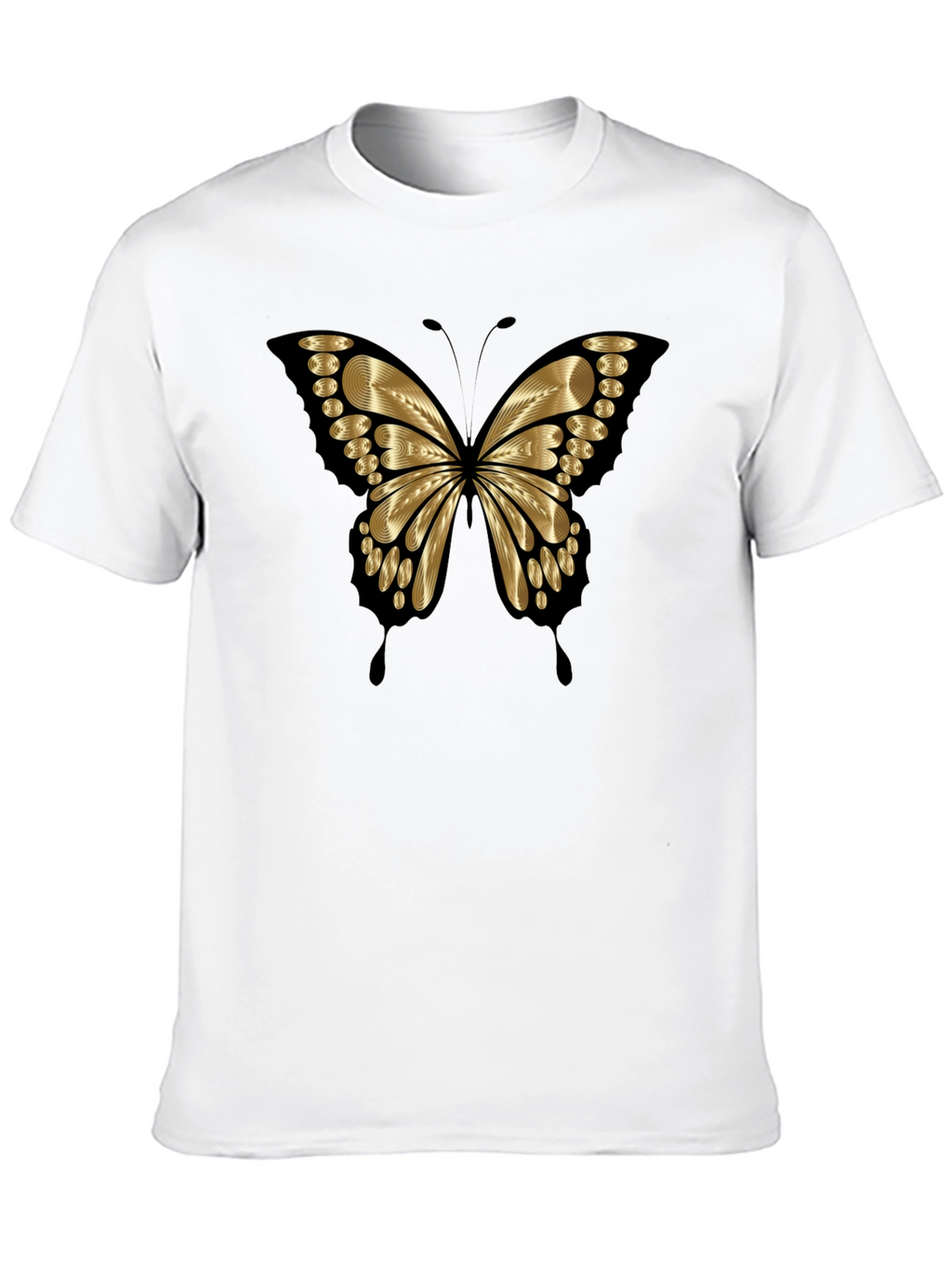 Gold Butterfly Graphic Print Mens T-Shirt