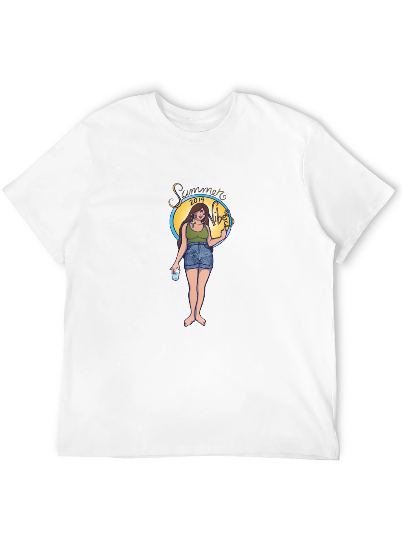 Summer Vibes Graphic Tee - Black Cotton T-Shirt