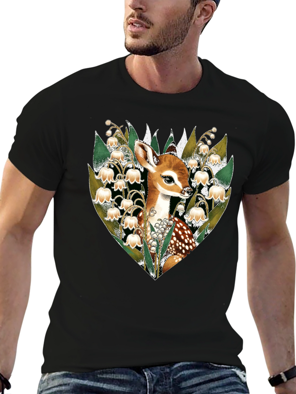 Deer & Lily of the Valley Graphic Tee