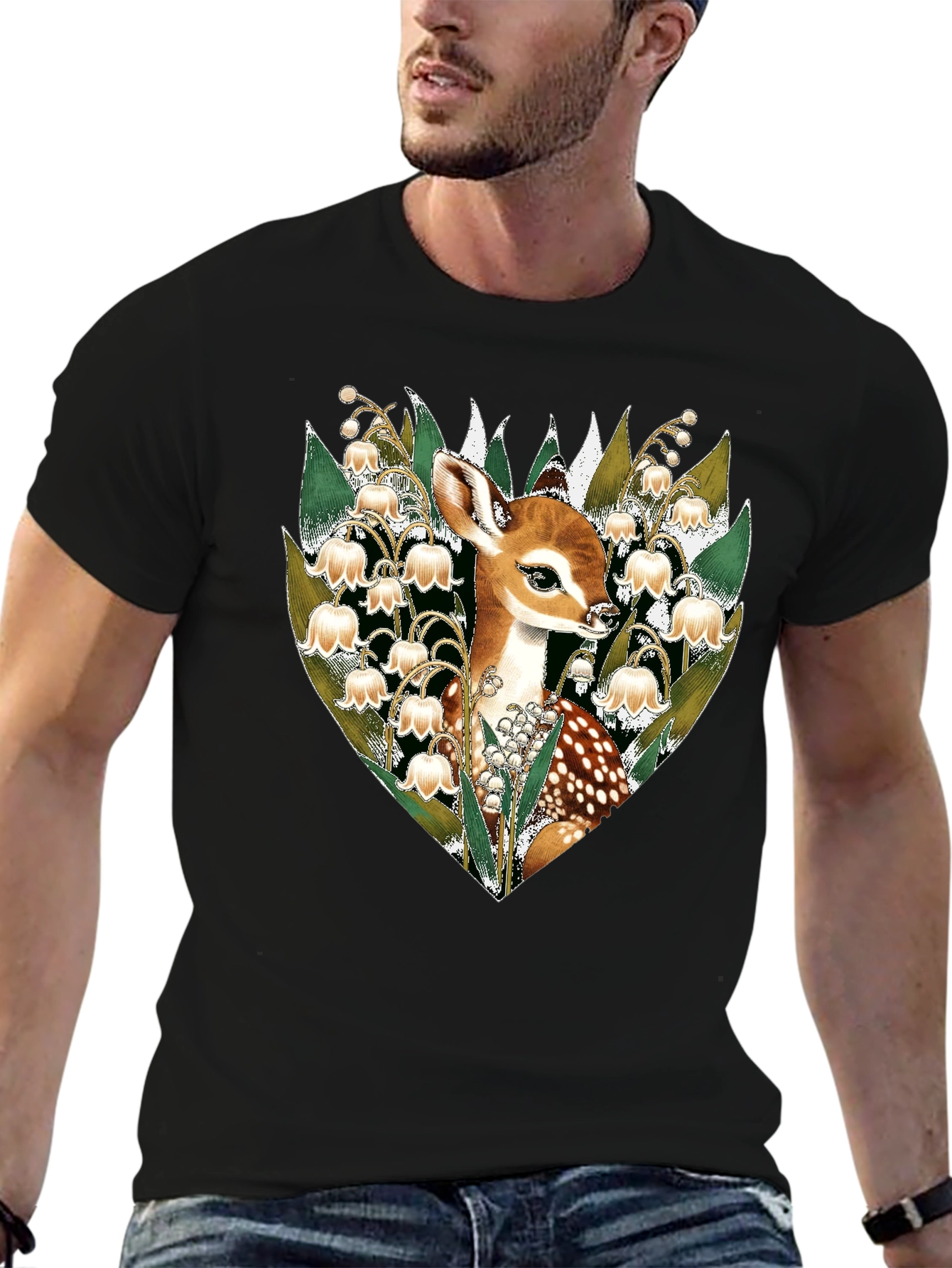 Deer & Lily of the Valley Graphic Tee