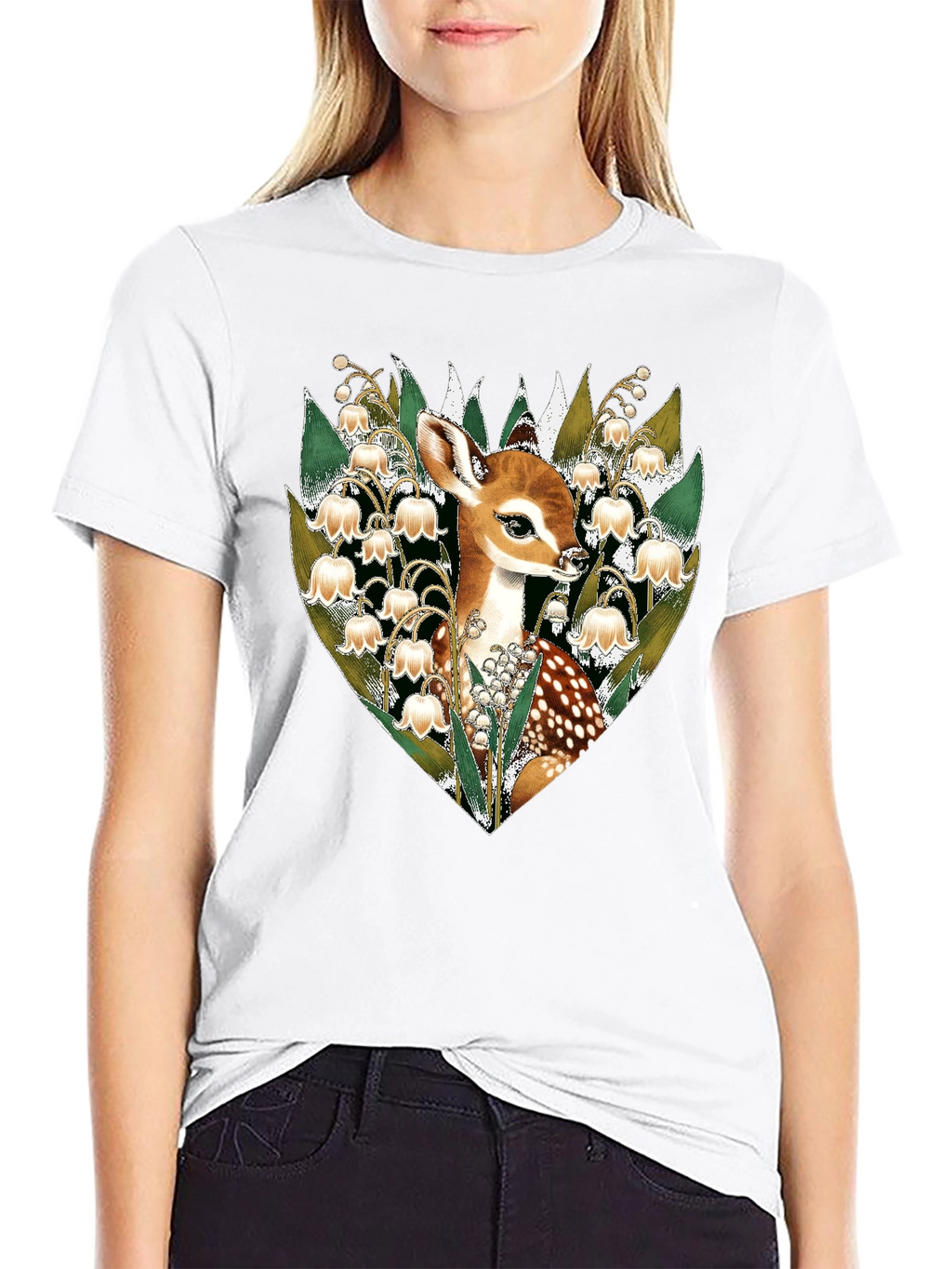 Deer & Lily of the Valley Graphic Tee