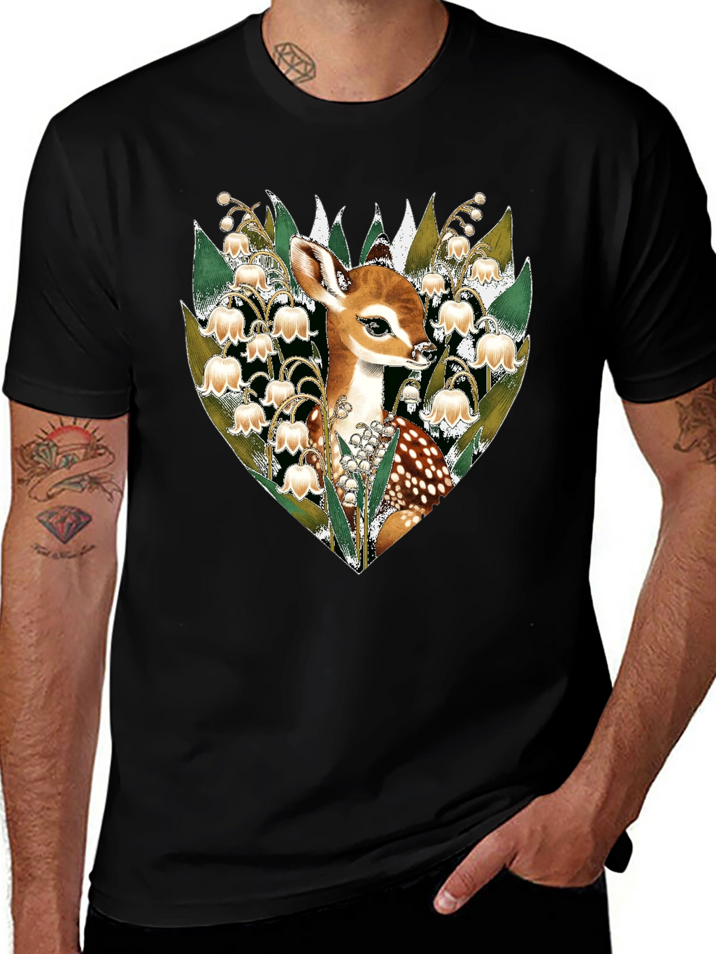 Deer & Lily of the Valley Graphic Tee