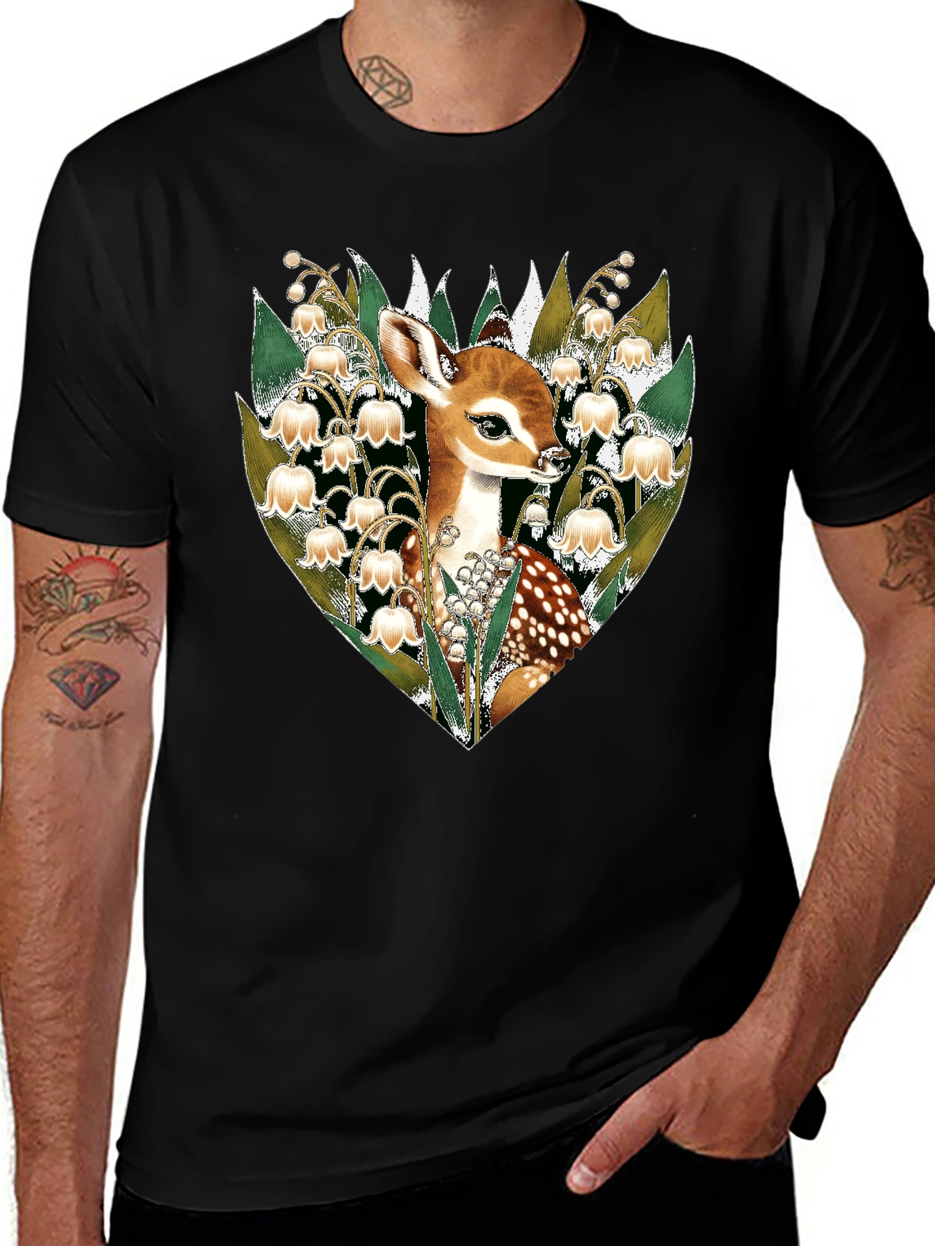 Deer & Lily of the Valley Graphic Tee