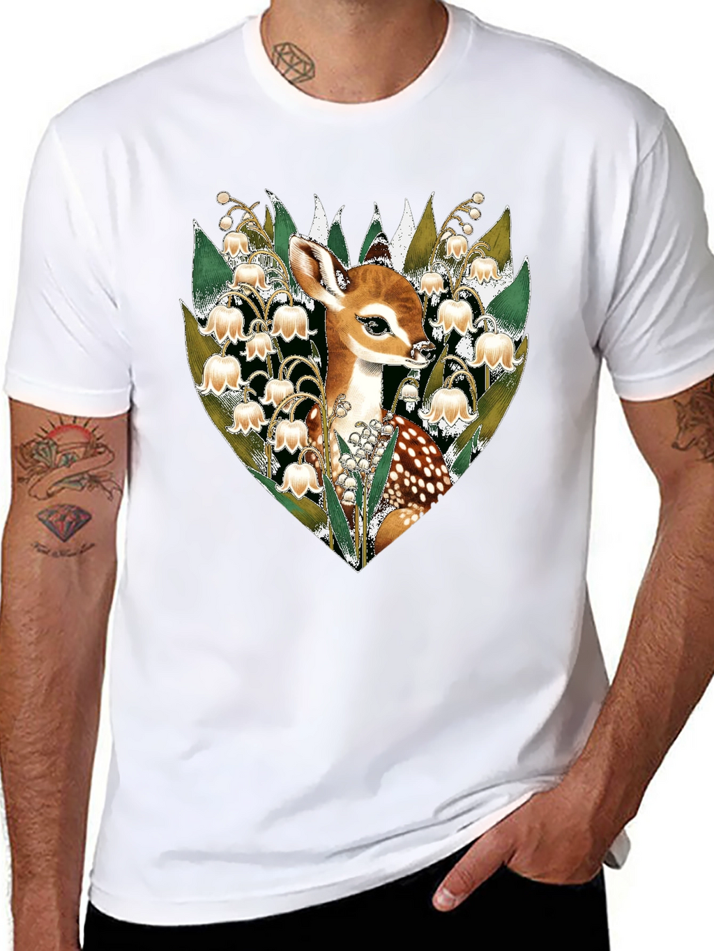 Deer & Lily of the Valley Graphic Tee