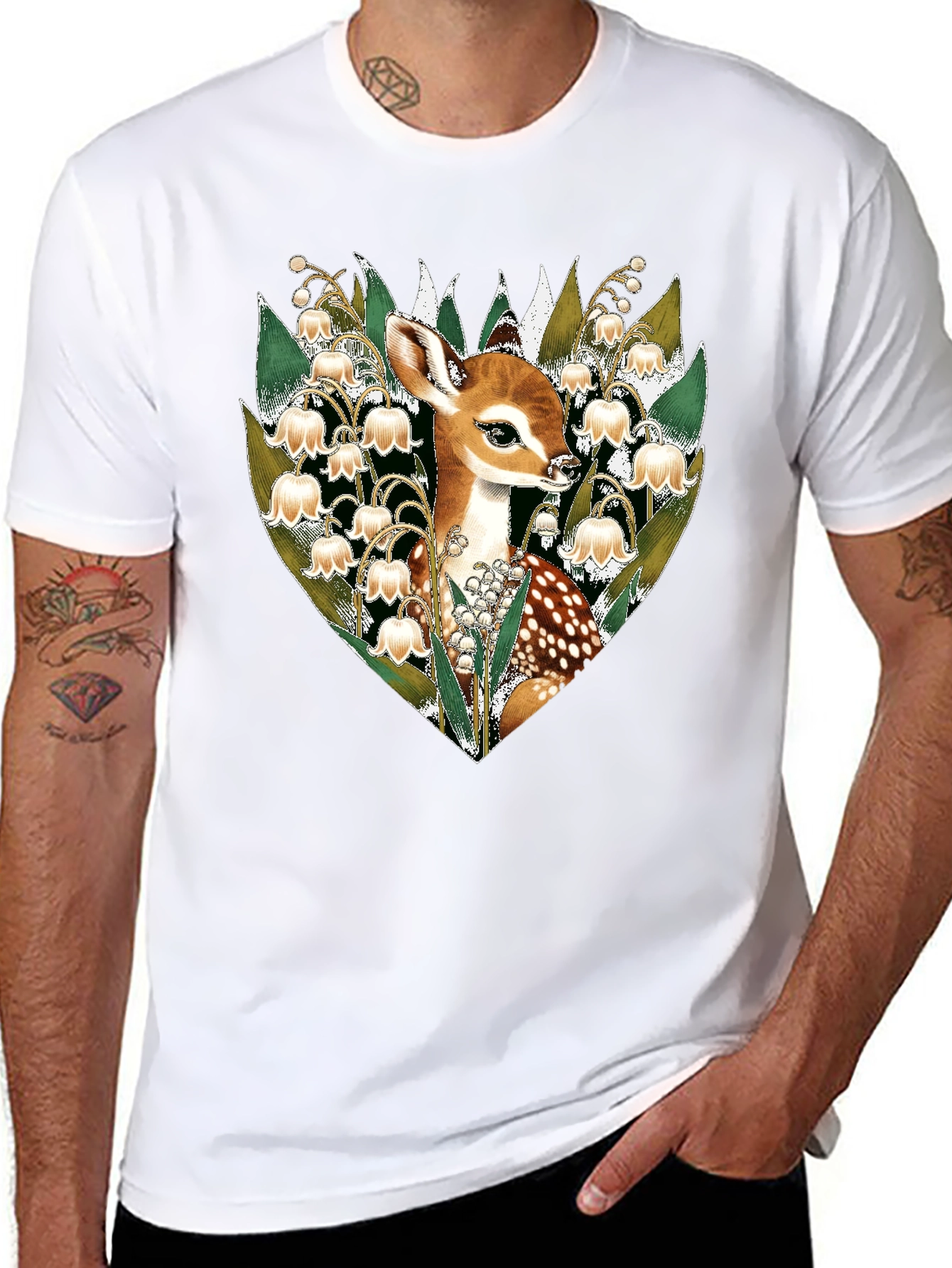 Deer & Lily of the Valley Graphic Tee