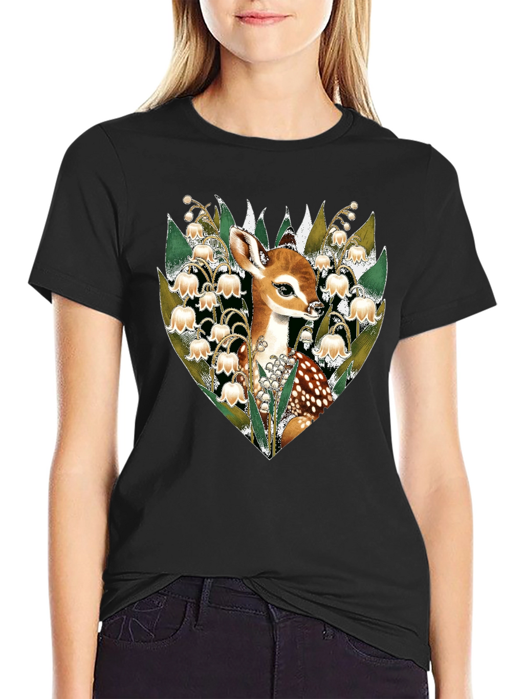 Deer & Lily of the Valley Graphic Tee