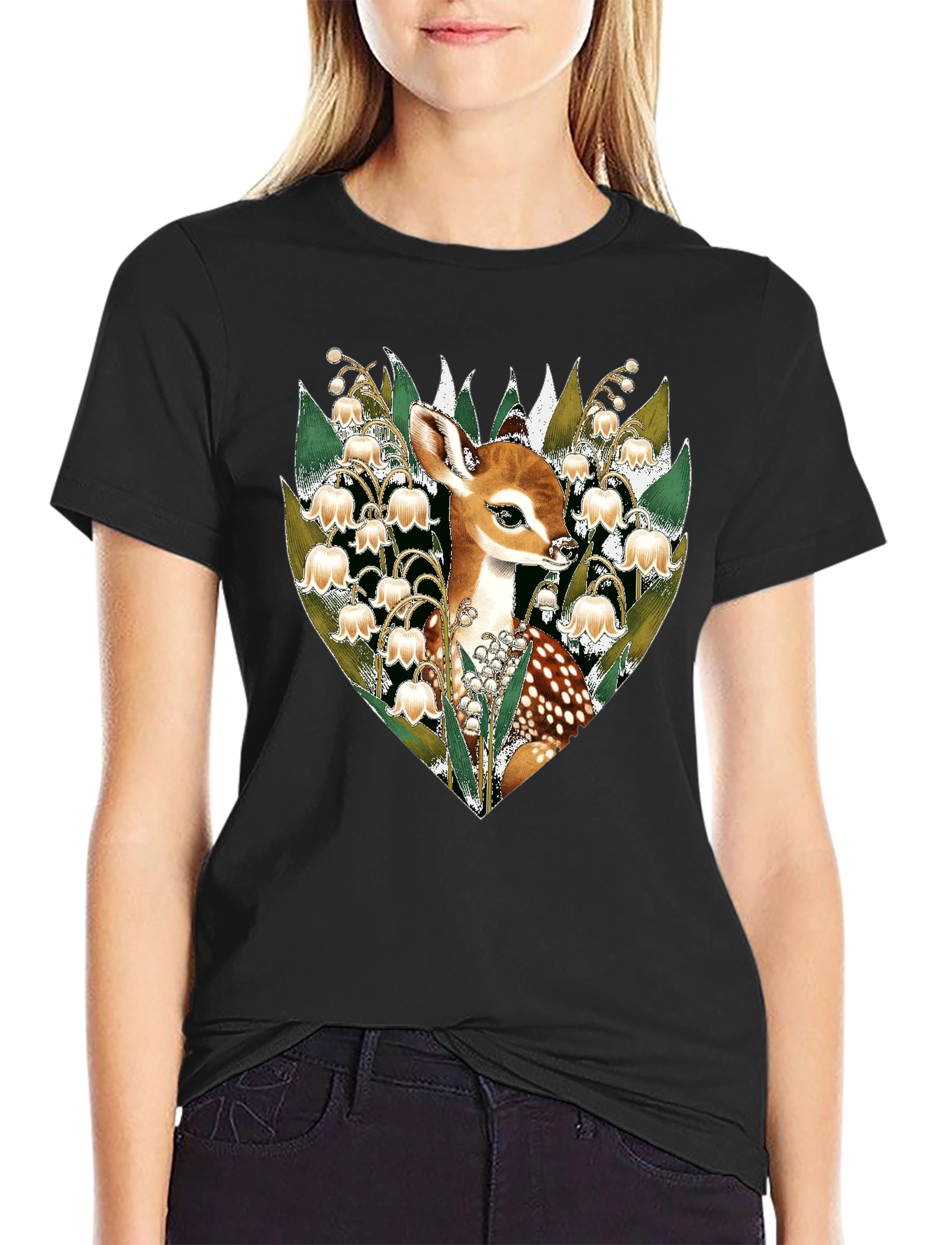 Deer & Lily of the Valley Graphic Tee