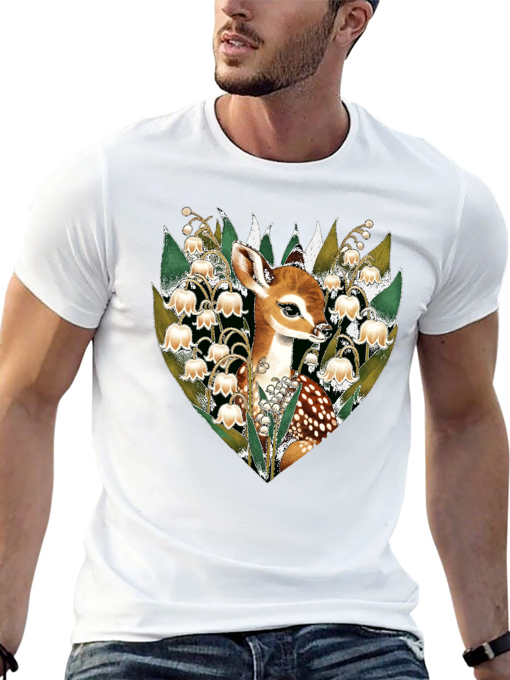 Deer & Lily of the Valley Graphic Tee