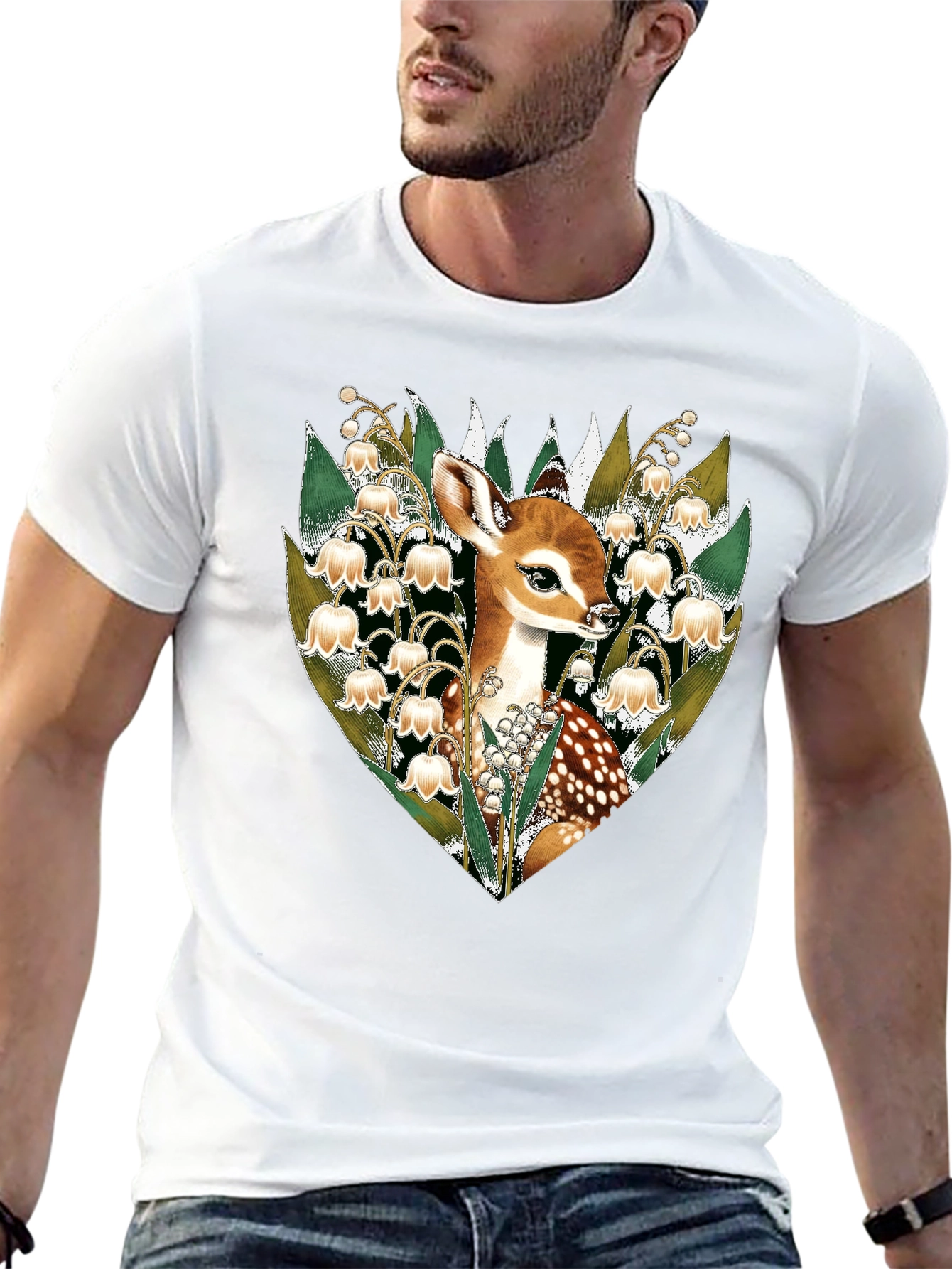 Deer & Lily of the Valley Graphic Tee