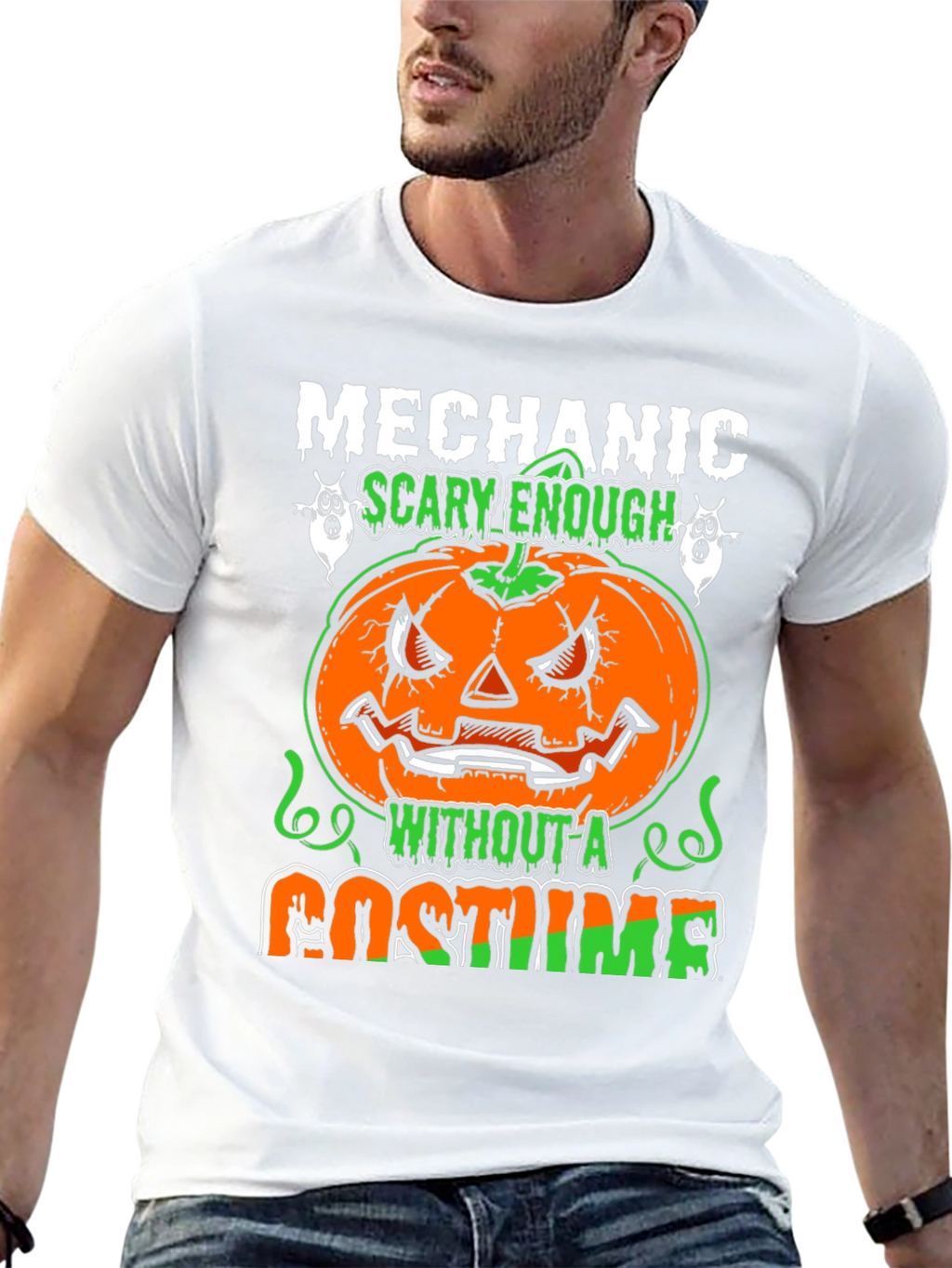Mechanic Halloween Pumpkin T-Shirt - Scary Costume Tee