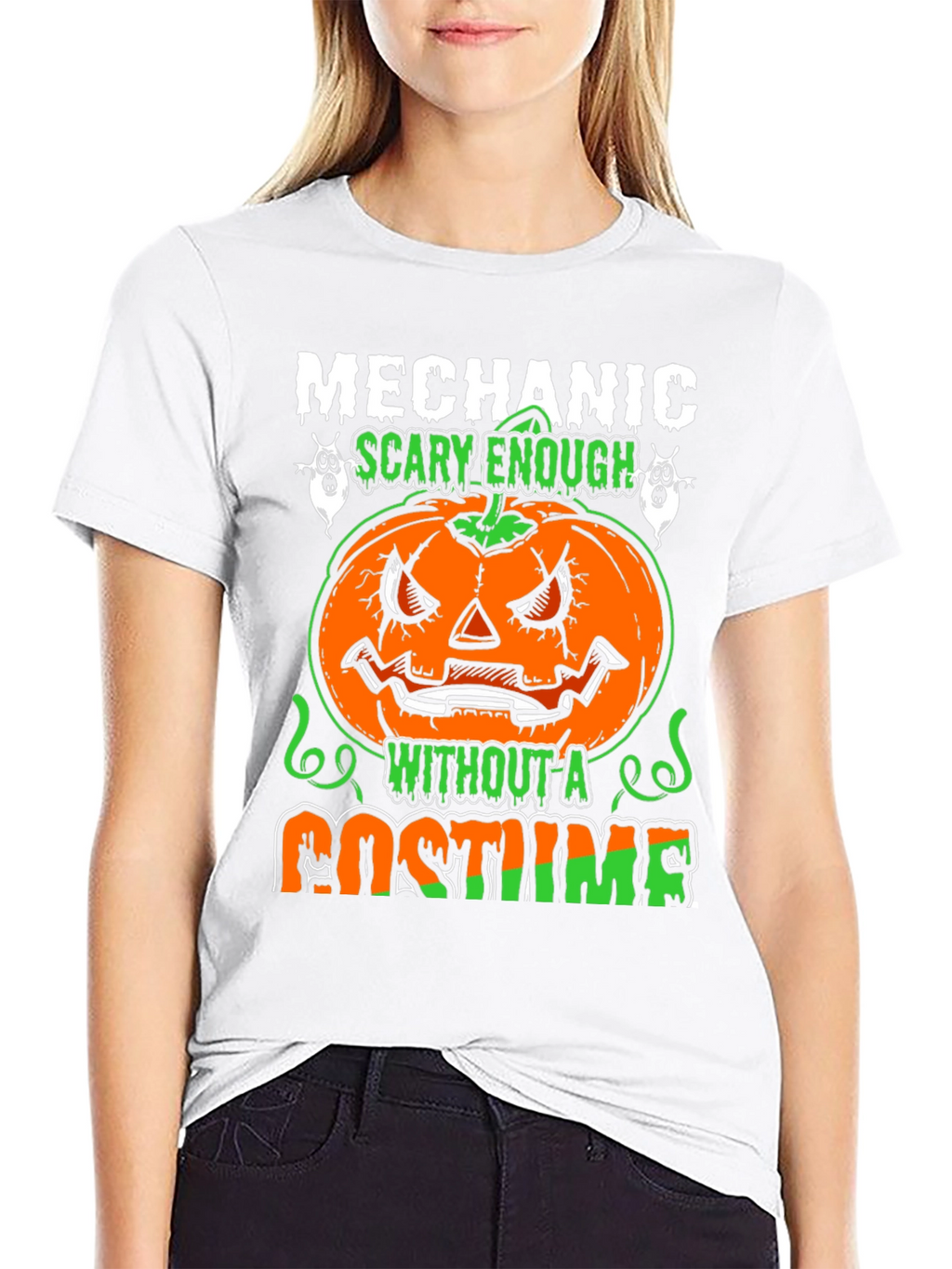 Mechanic Halloween Pumpkin T-Shirt - Scary Costume Tee