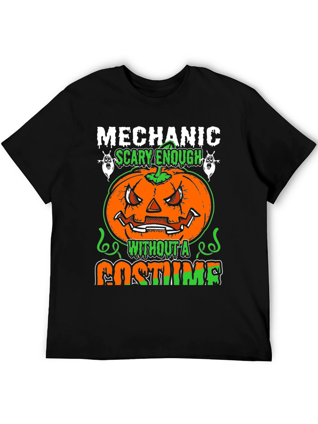 Mechanic Halloween Pumpkin T-Shirt - Scary Costume Tee