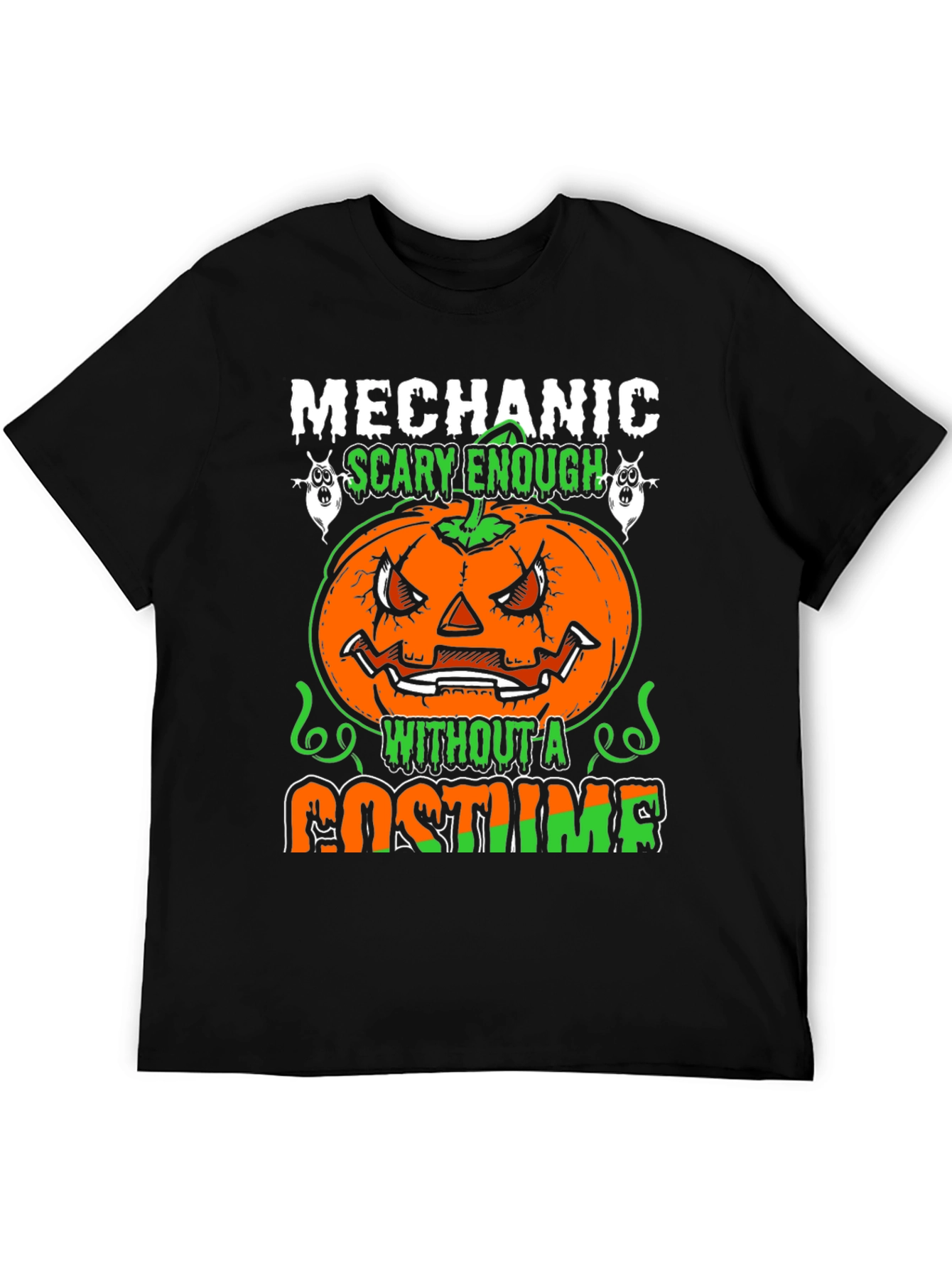 Mechanic Halloween Pumpkin T-Shirt - Scary Costume Tee