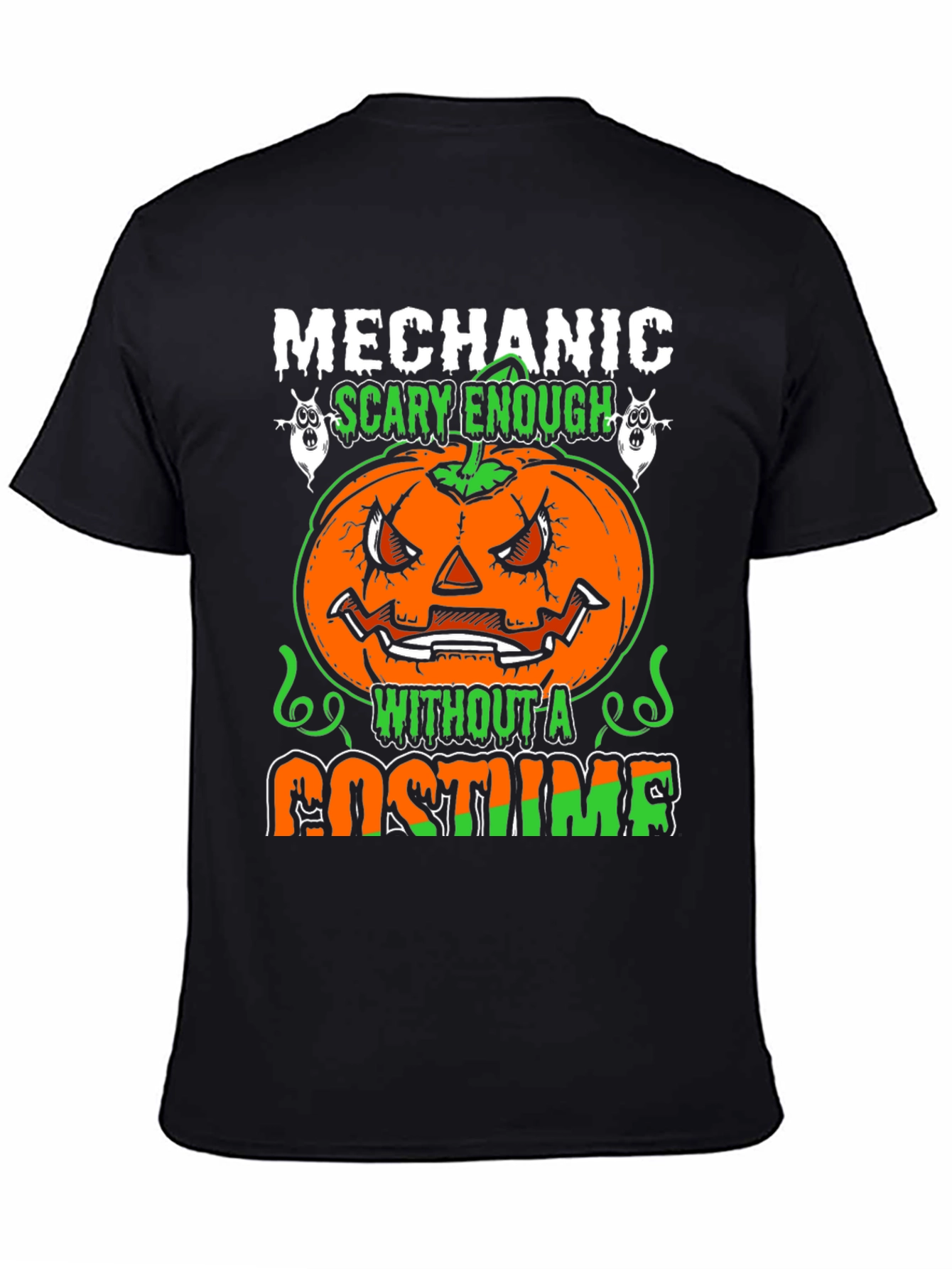 Mechanic Halloween Pumpkin T-Shirt - Scary Costume Tee