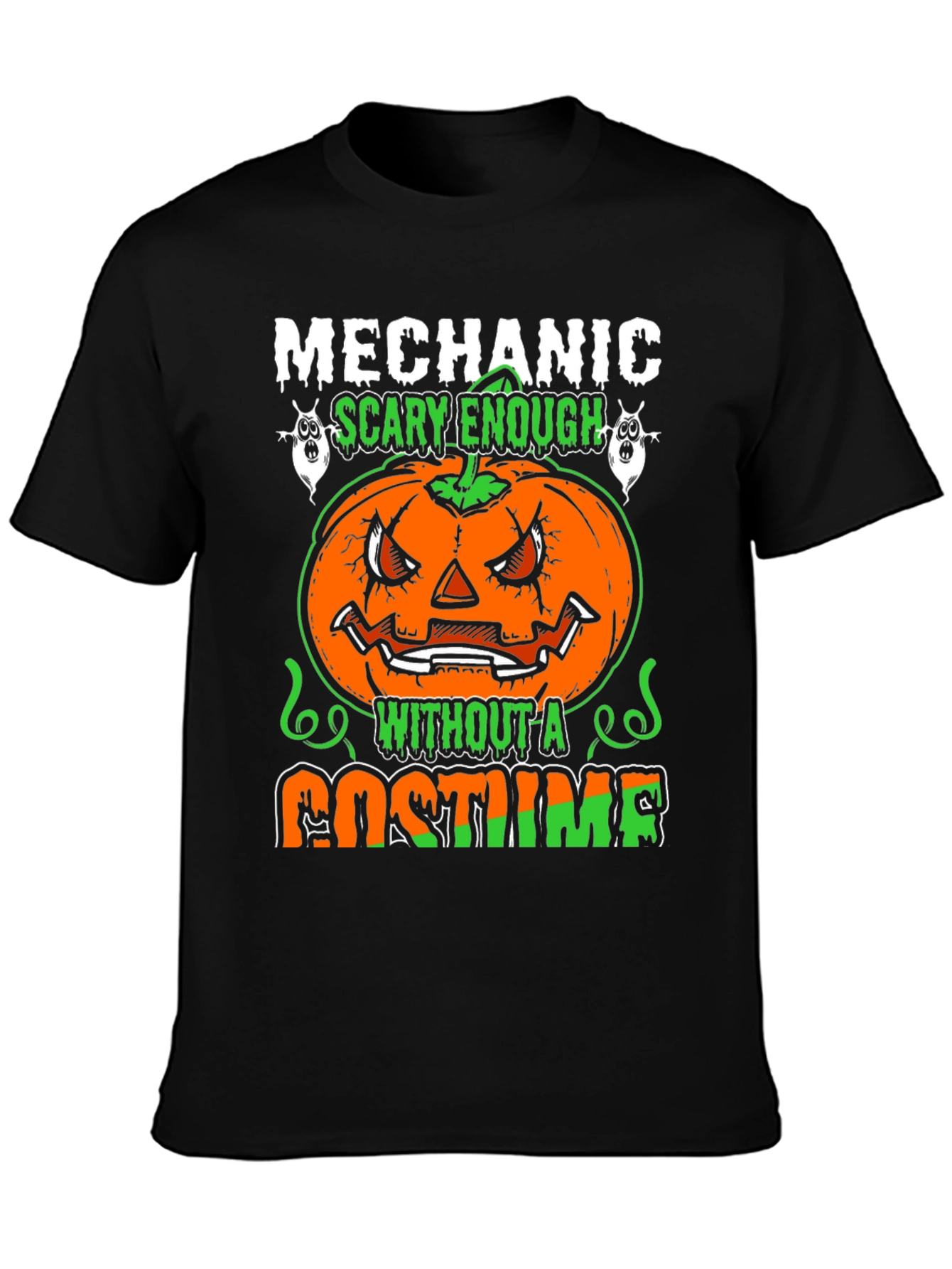 Mechanic Halloween Pumpkin T-Shirt - Scary Costume Tee
