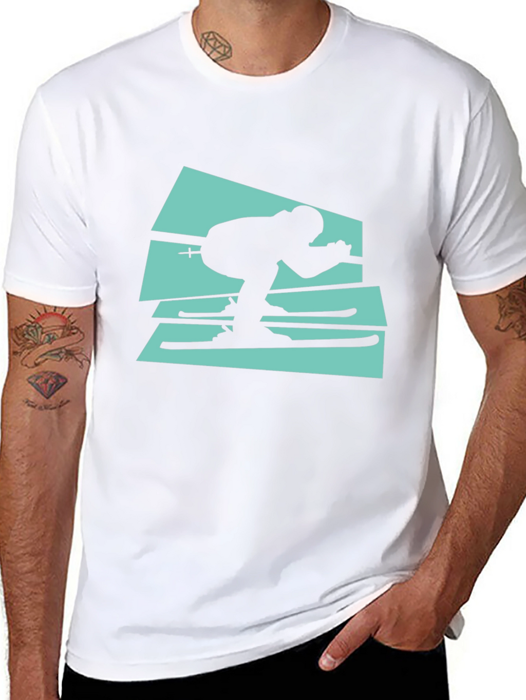 Retro Ski T-Shirt - Black Cotton Tee