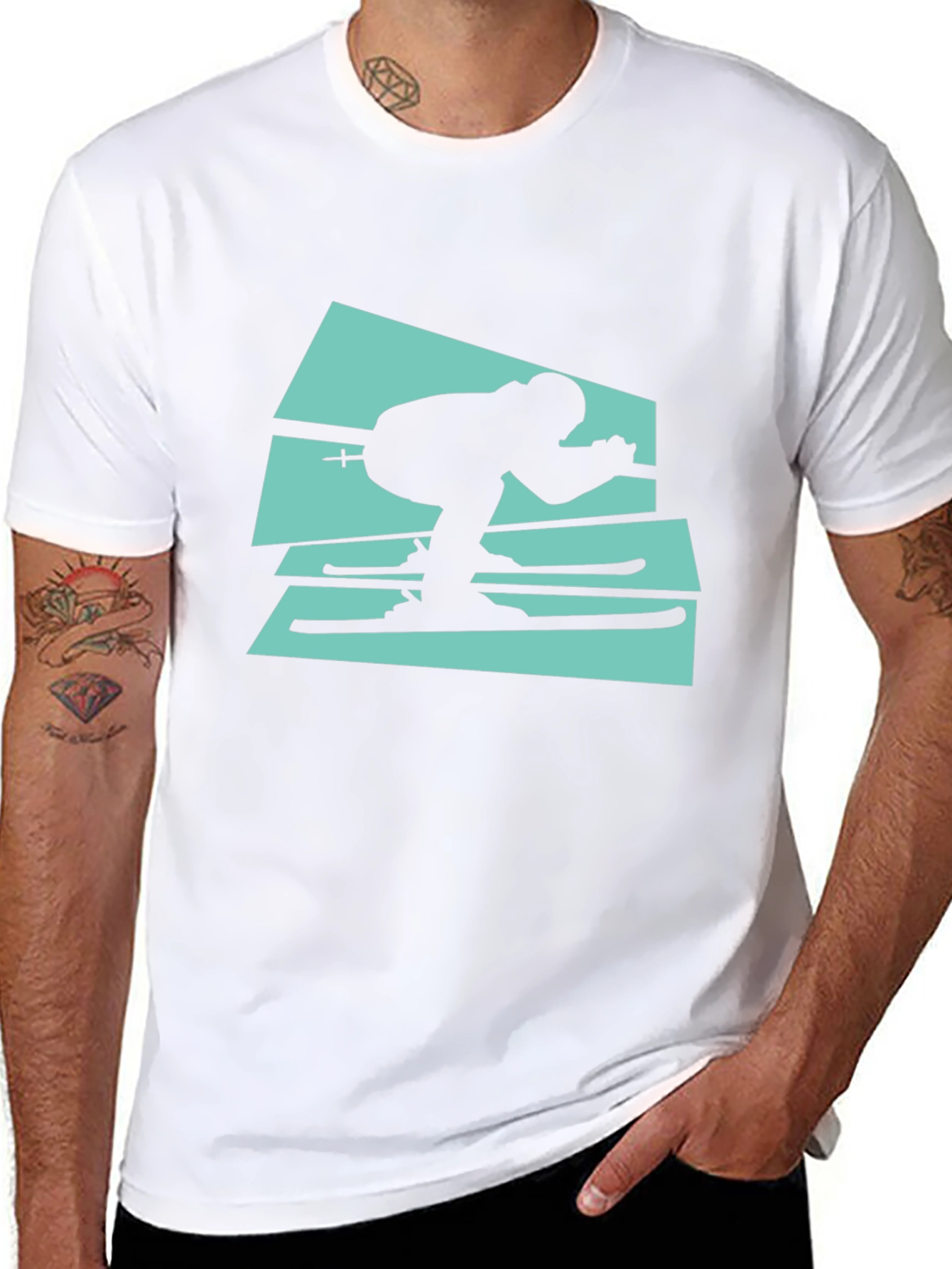 Retro Ski T-Shirt - Black Cotton Tee