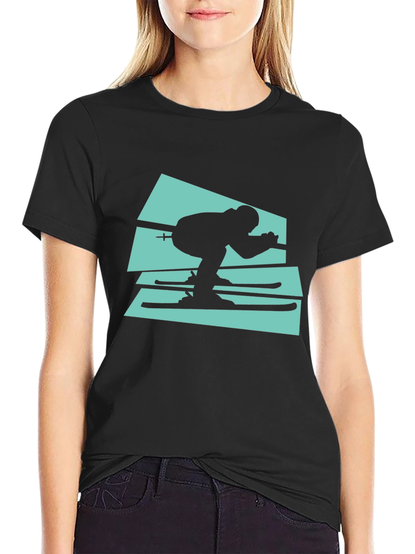 Retro Ski T-Shirt - Black Cotton Tee