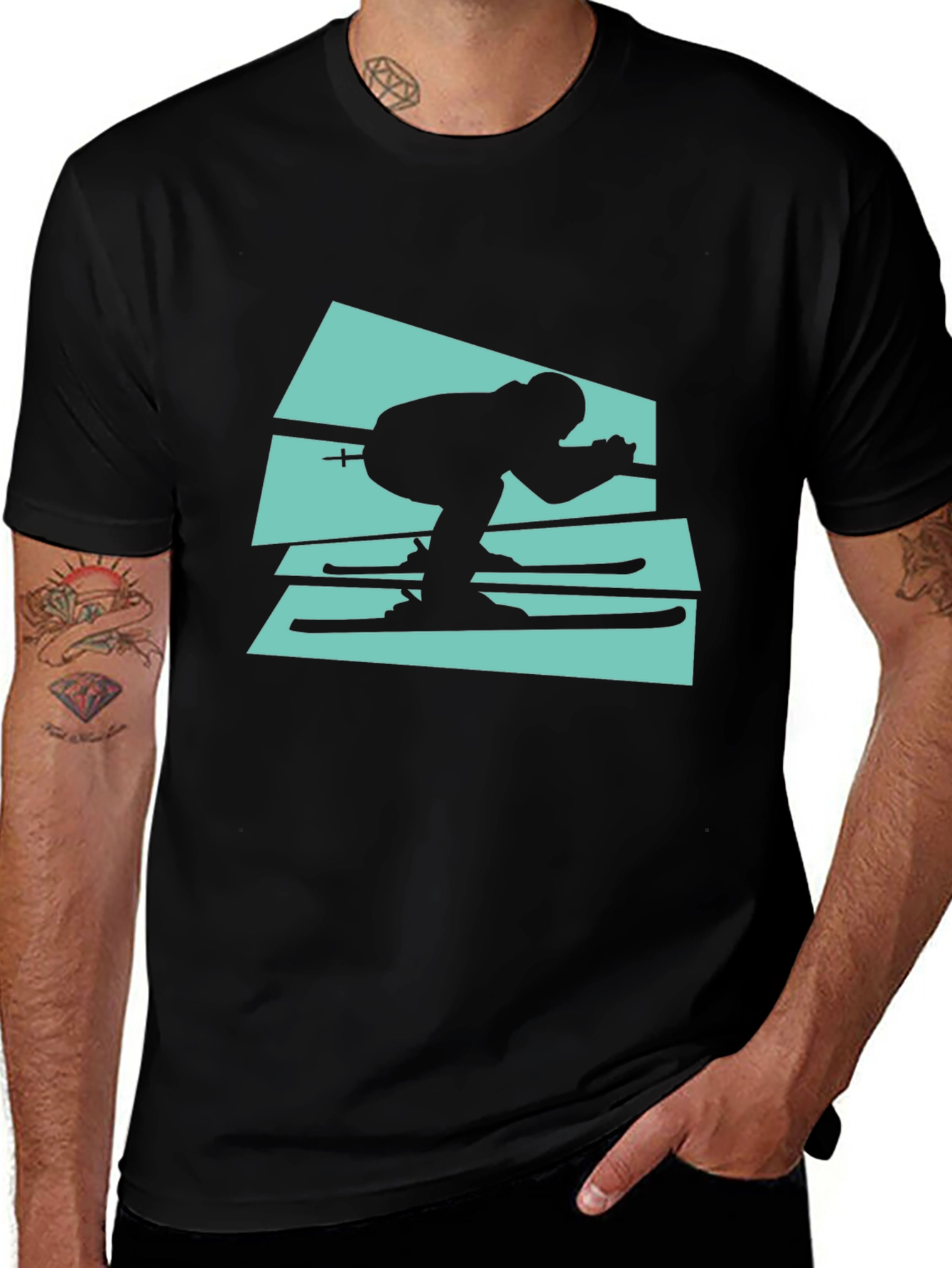 Retro Ski T-Shirt - Black Cotton Tee