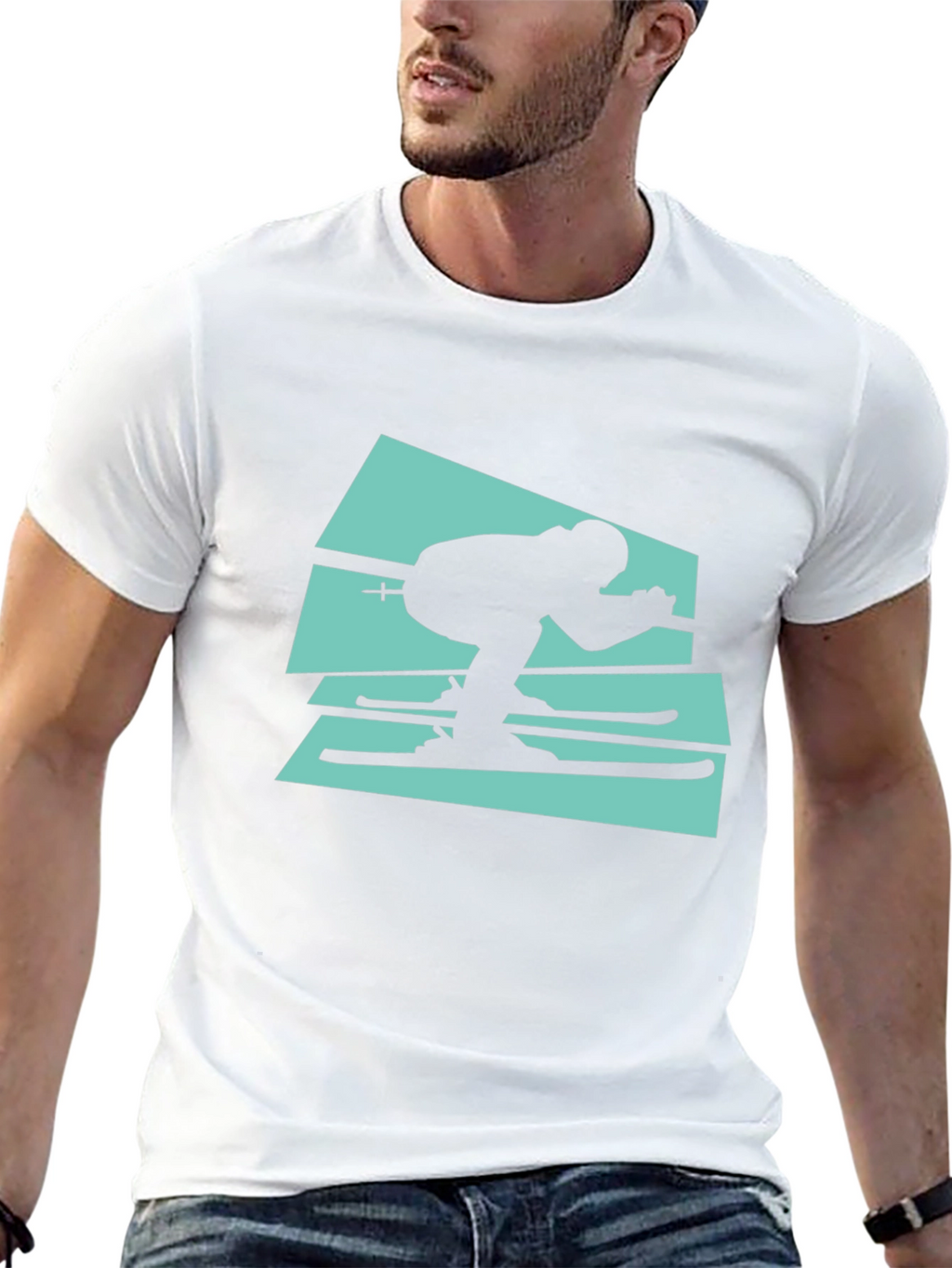 Retro Ski T-Shirt - Black Cotton Tee
