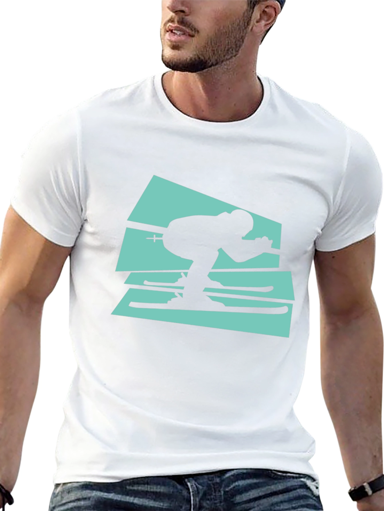 Retro Ski T-Shirt - Black Cotton Tee