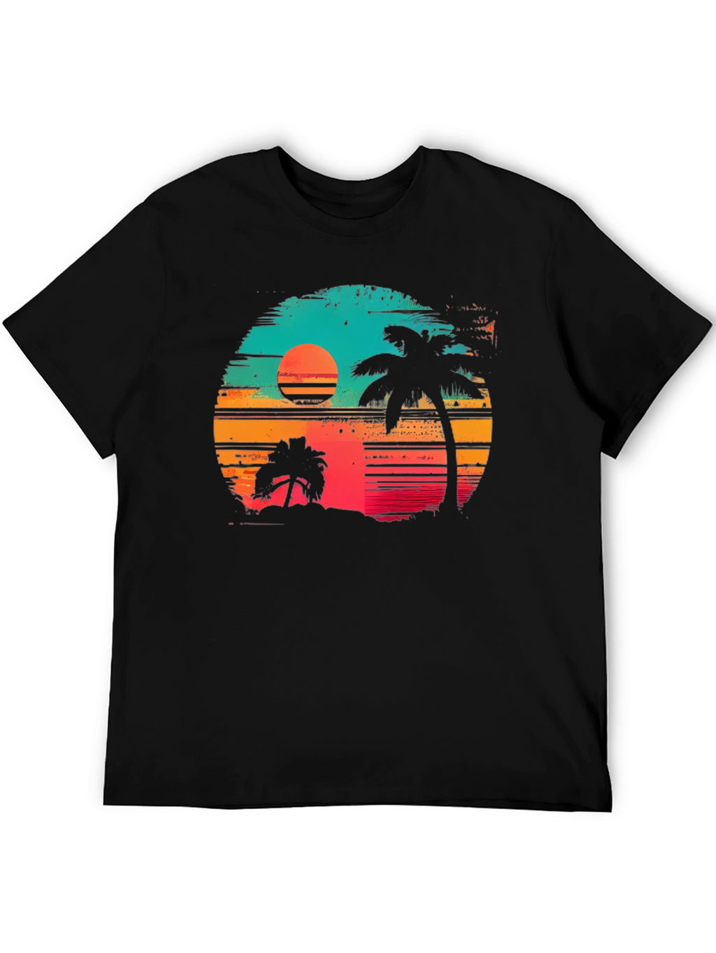 Retro Sunset Palm Tree Graphic T-Shirt
